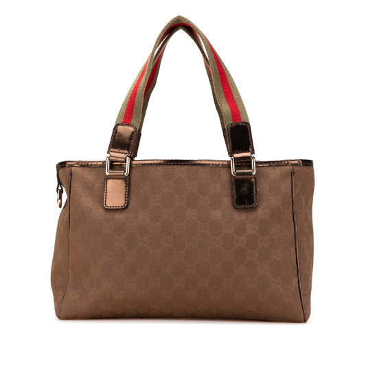 Gucci GG Web Canvas Brown Tote Bag Tote 2