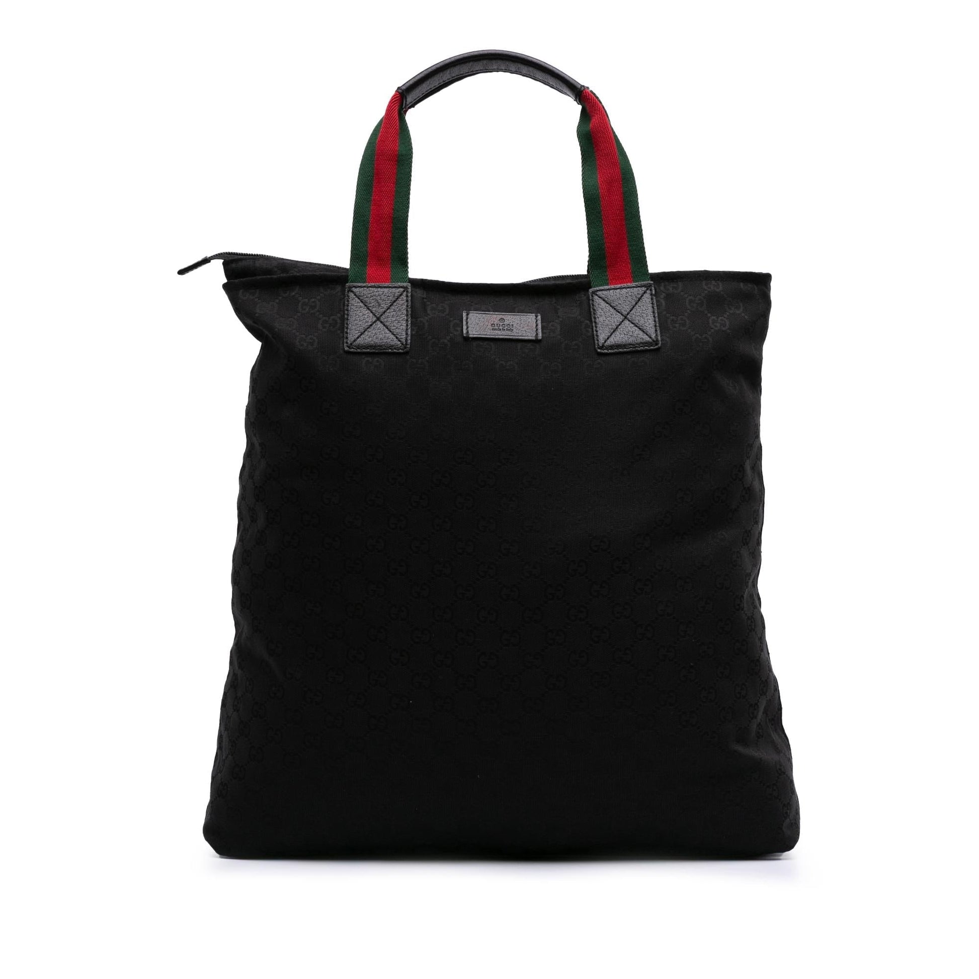 Gucci GG Web Canvas Nylon Black Tote Bag
