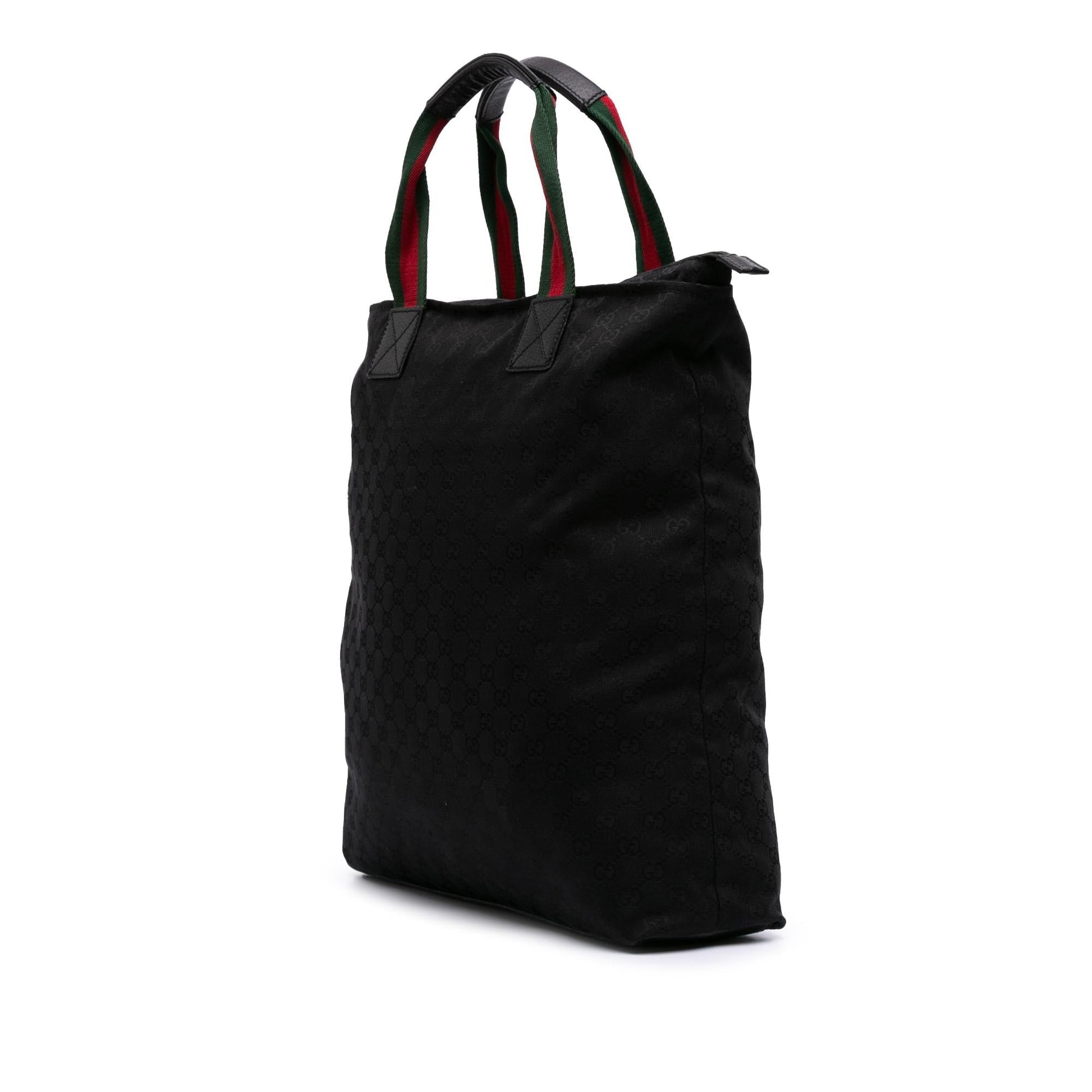 Gucci GG Web Canvas Nylon Black Tote Bag