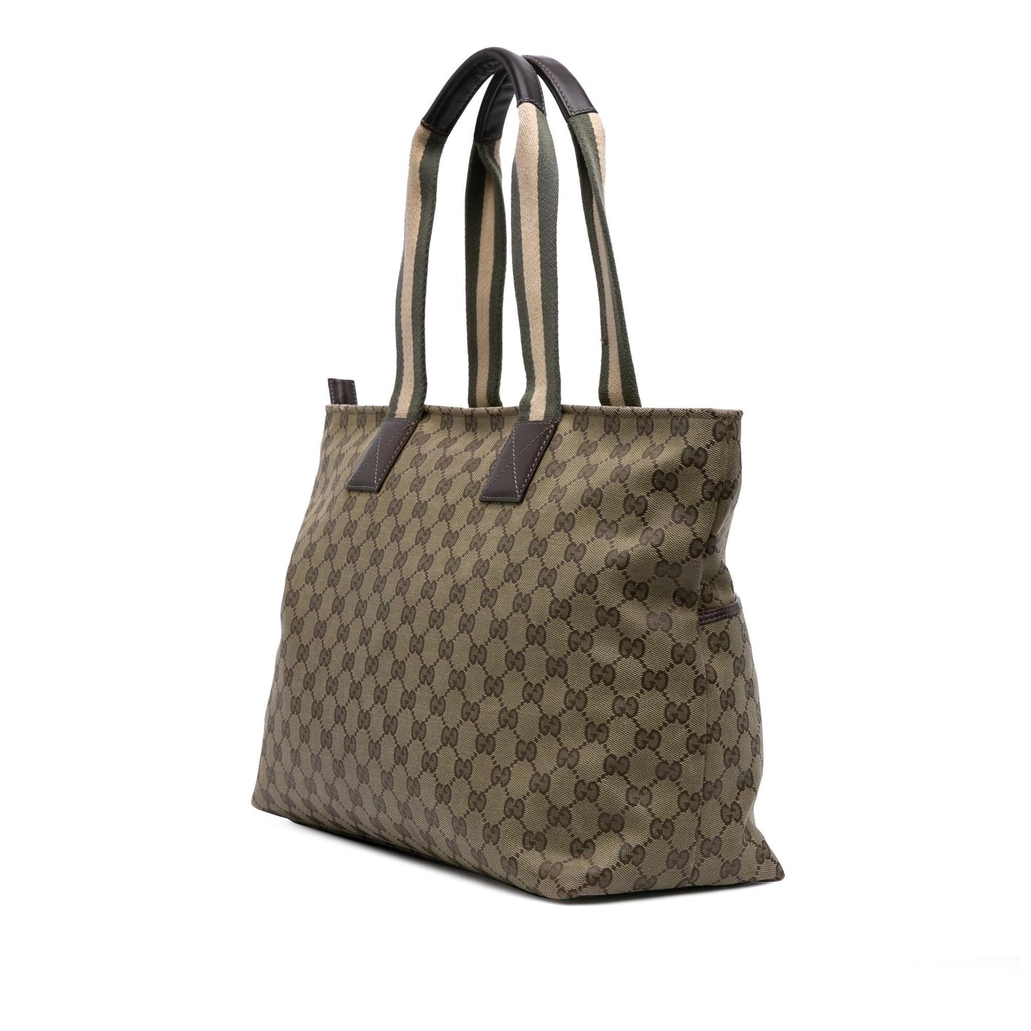 Gucci GG Web Canvas Brown Tote Bag