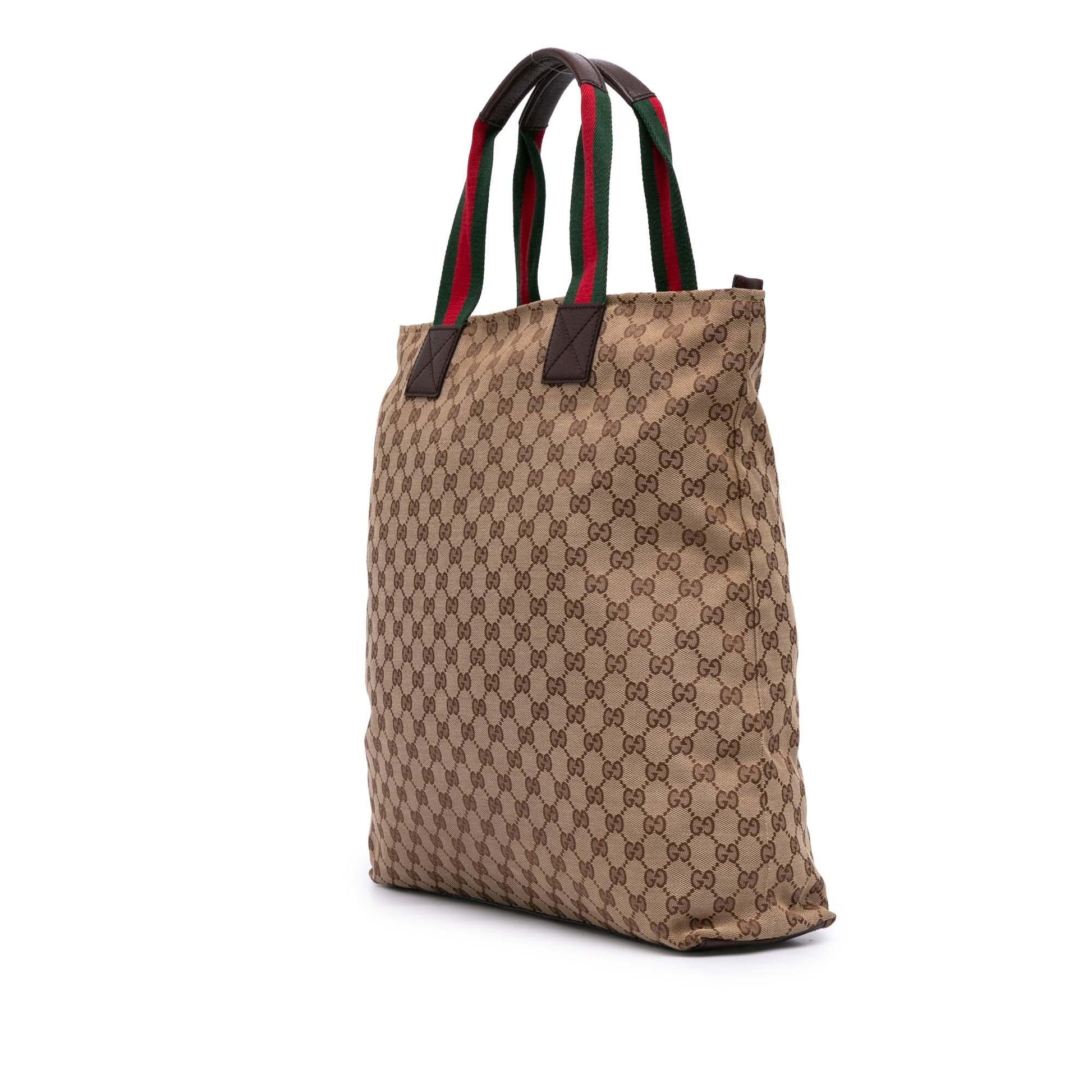 Gucci GG Web Canvas Calf Brown Tote Bag Tote 8