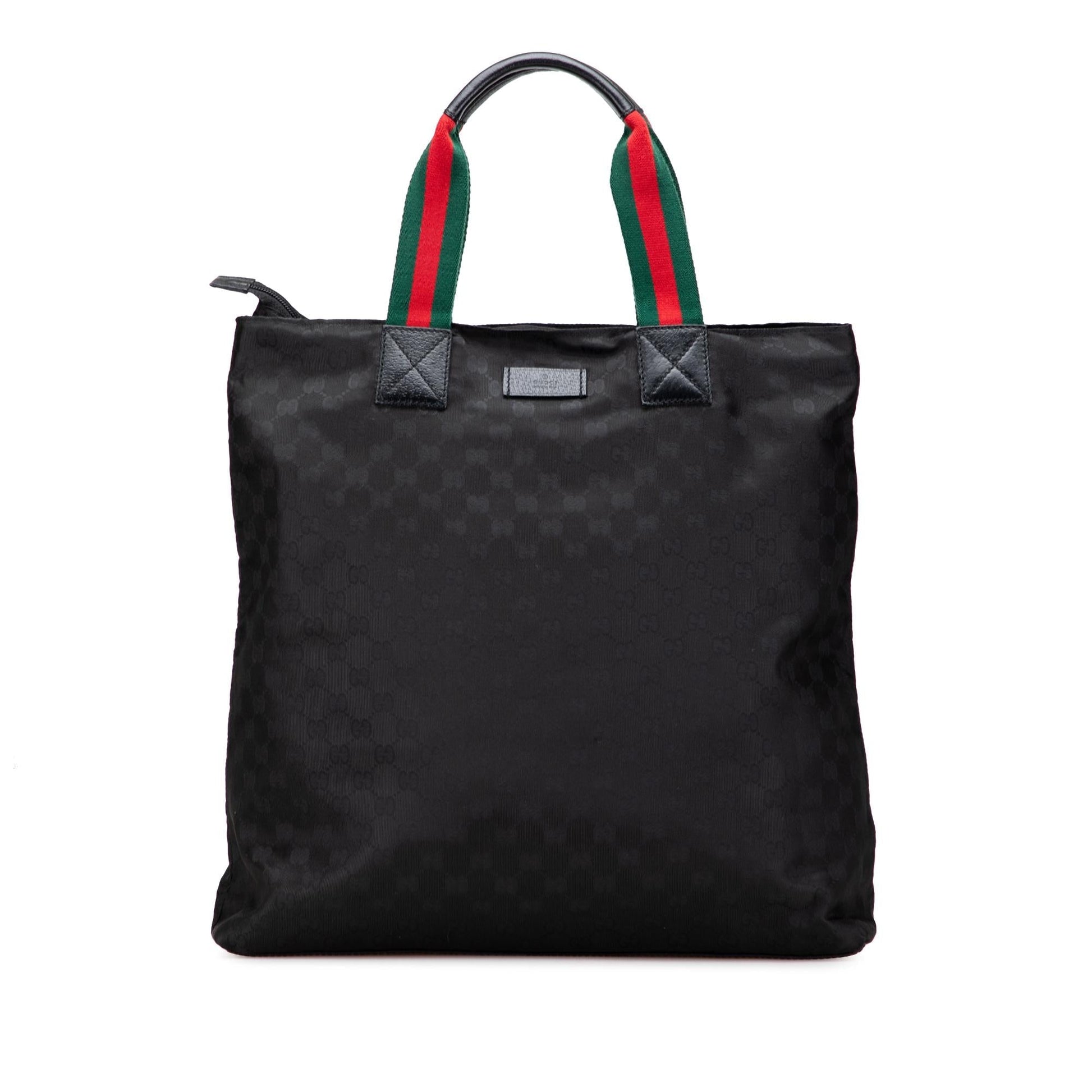 Gucci GG Web Canvas Black Tote Bag Tote 11