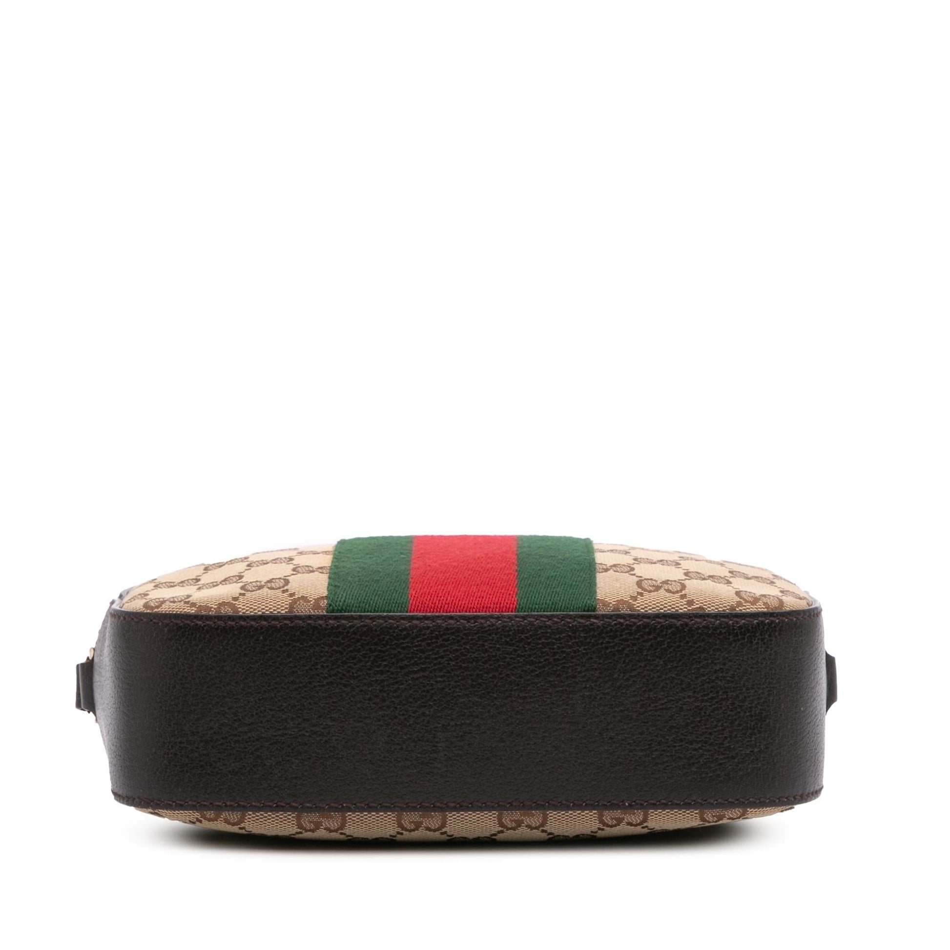Gucci GG Webby Bee Camera Canvas Calf Brown Crossbody Bag