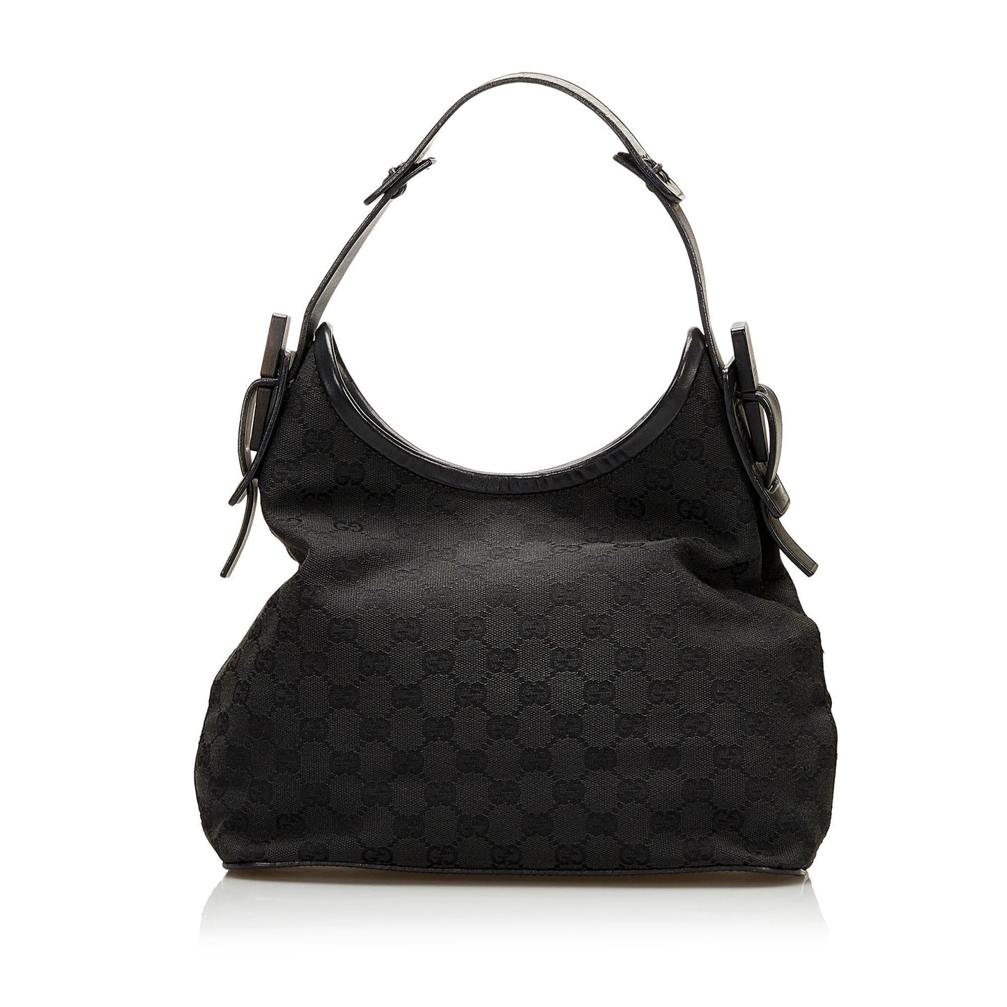 Gucci GG Wooden Accent SHG Canvas Black Shoulder Bag