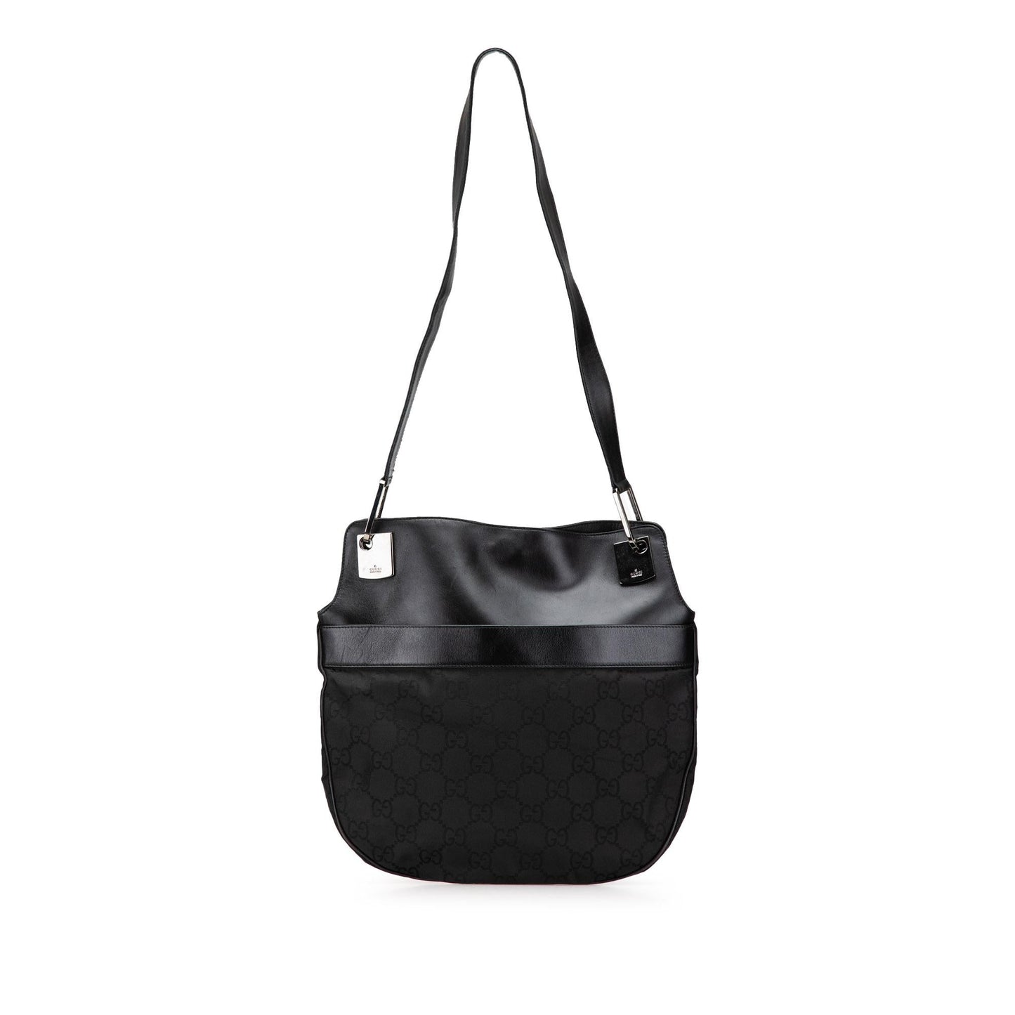 Gucci GG Leather Canvas Calf Black Shoulder Bag