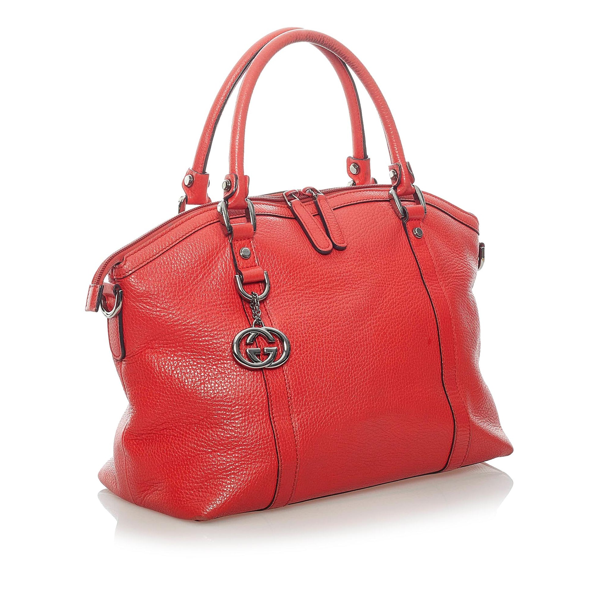 Gucci GG Charm Dome SHG Leather Calf Red Satchel Bag