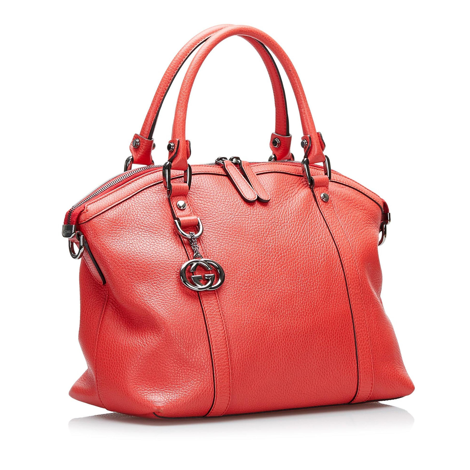 Gucci GG Charm Dome SHG-jqBZuV Leather Calf Red Satchel Bag