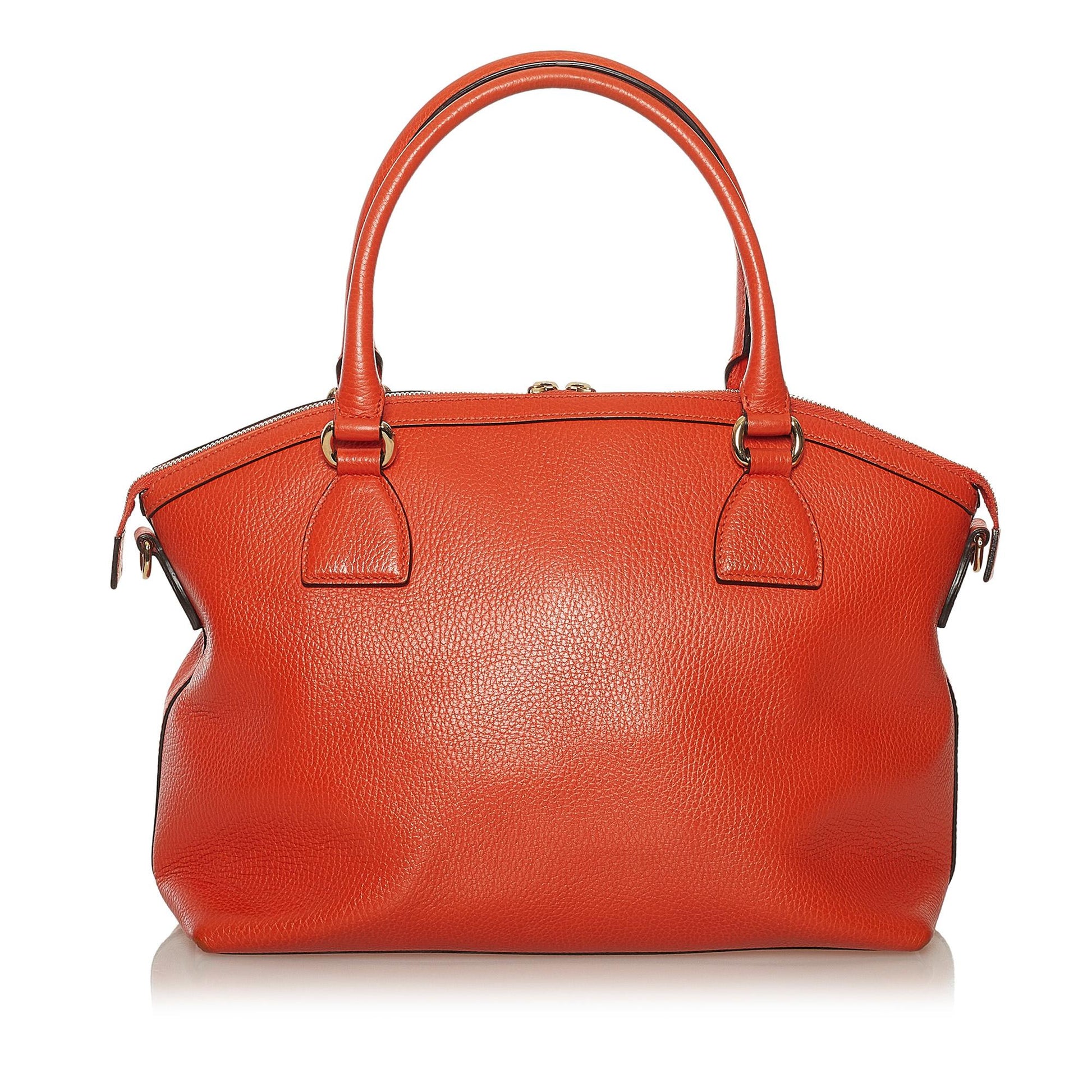 Gucci GG Charm Dome SHG Leather Orange Satchel Bag