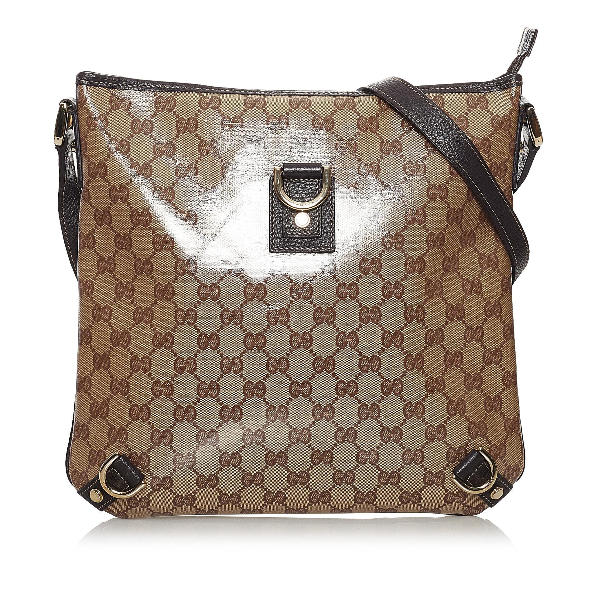 Gucci GG Crystal Abbey SHG Canvas Brown Crossbody Bag
