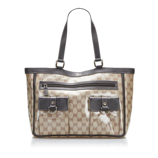 Gucci GG Crystal Abbey Pocket SHG-HEx0Bk Brown Tote Bag