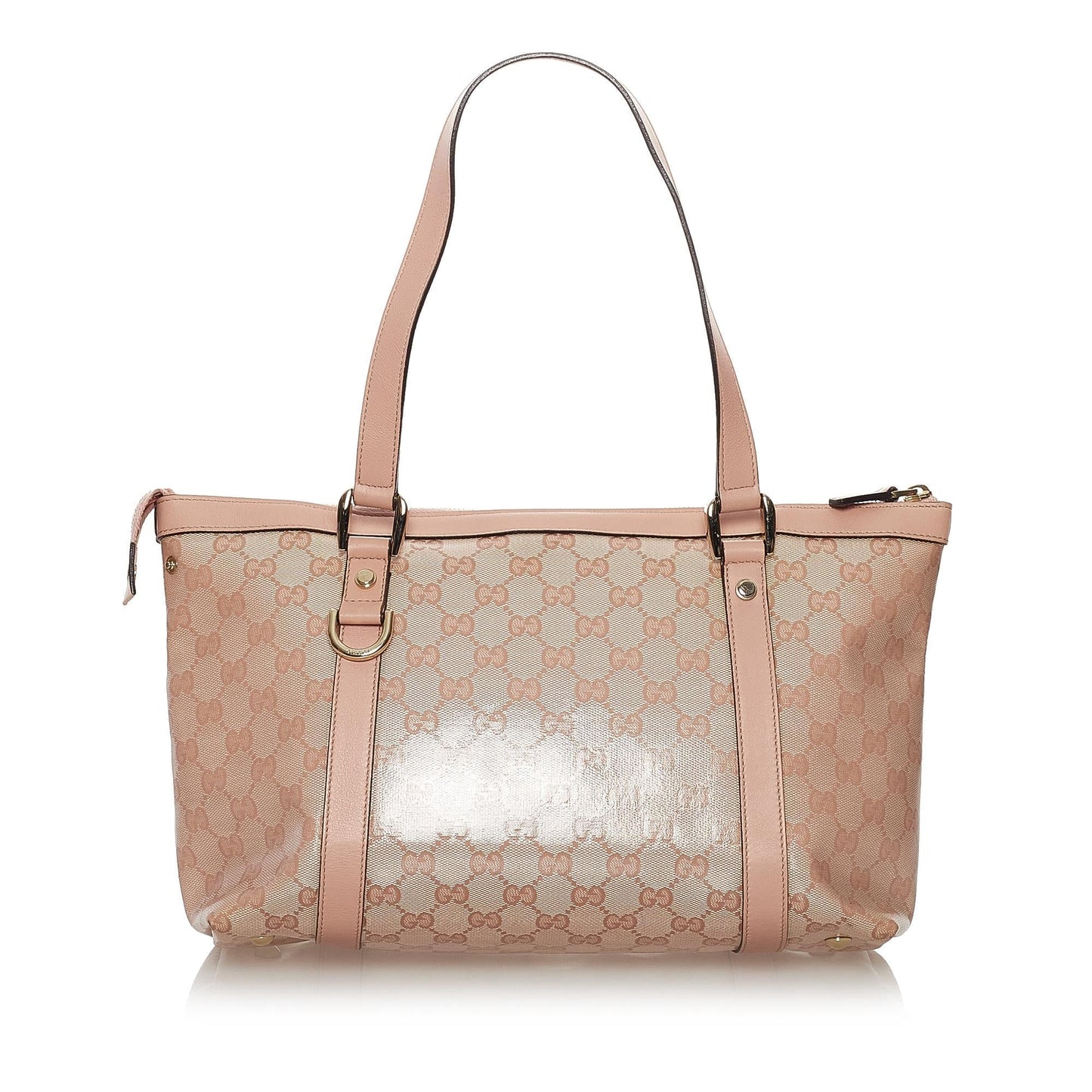 Gucci GG Crystal Abbey SHG Brown Pink Tote Bag