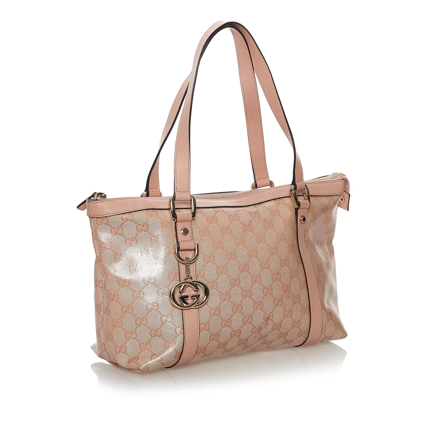 Gucci GG Crystal Abbey SHG Brown Pink Tote Bag