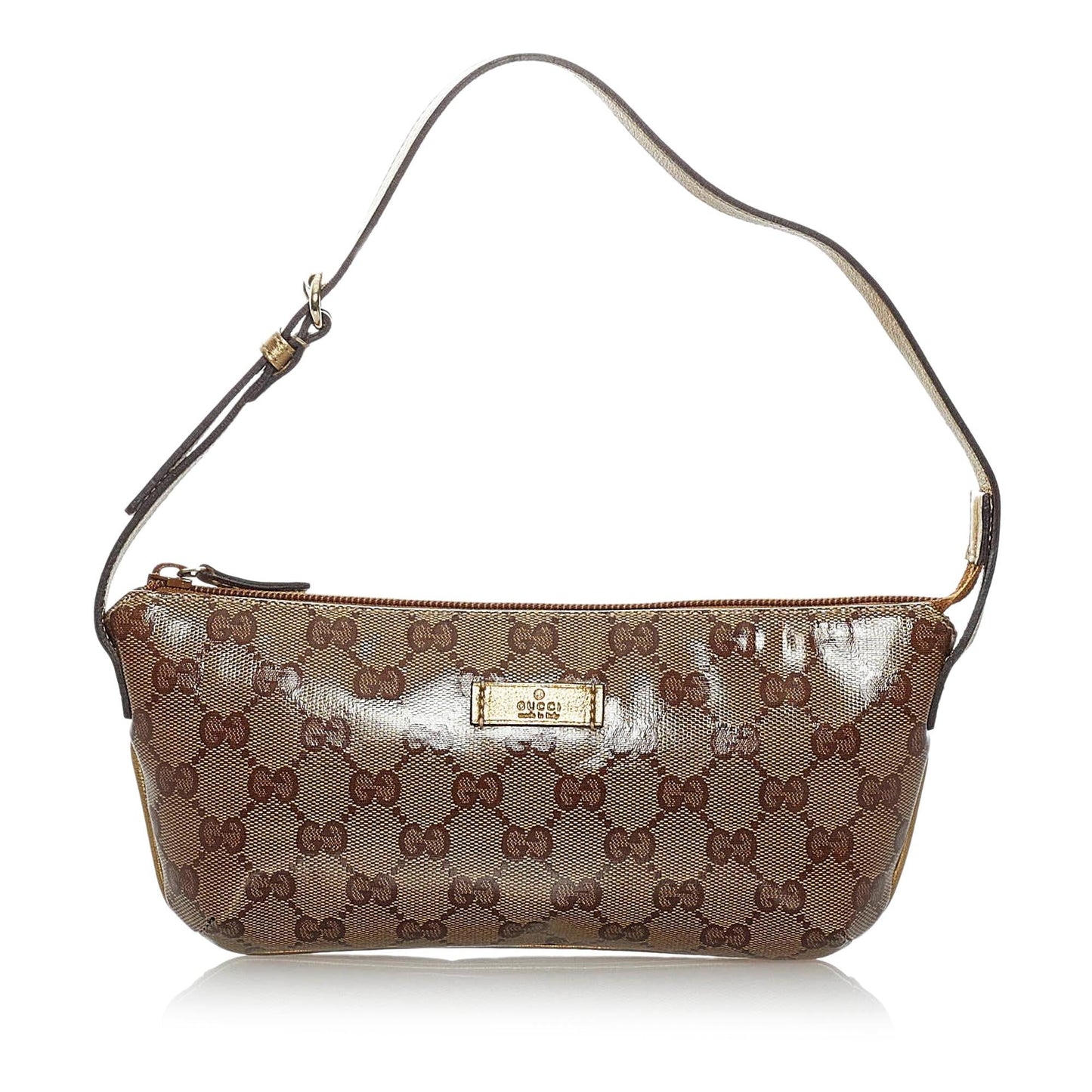 Gucci GG Crystal Baguette SHG Brown Handbag