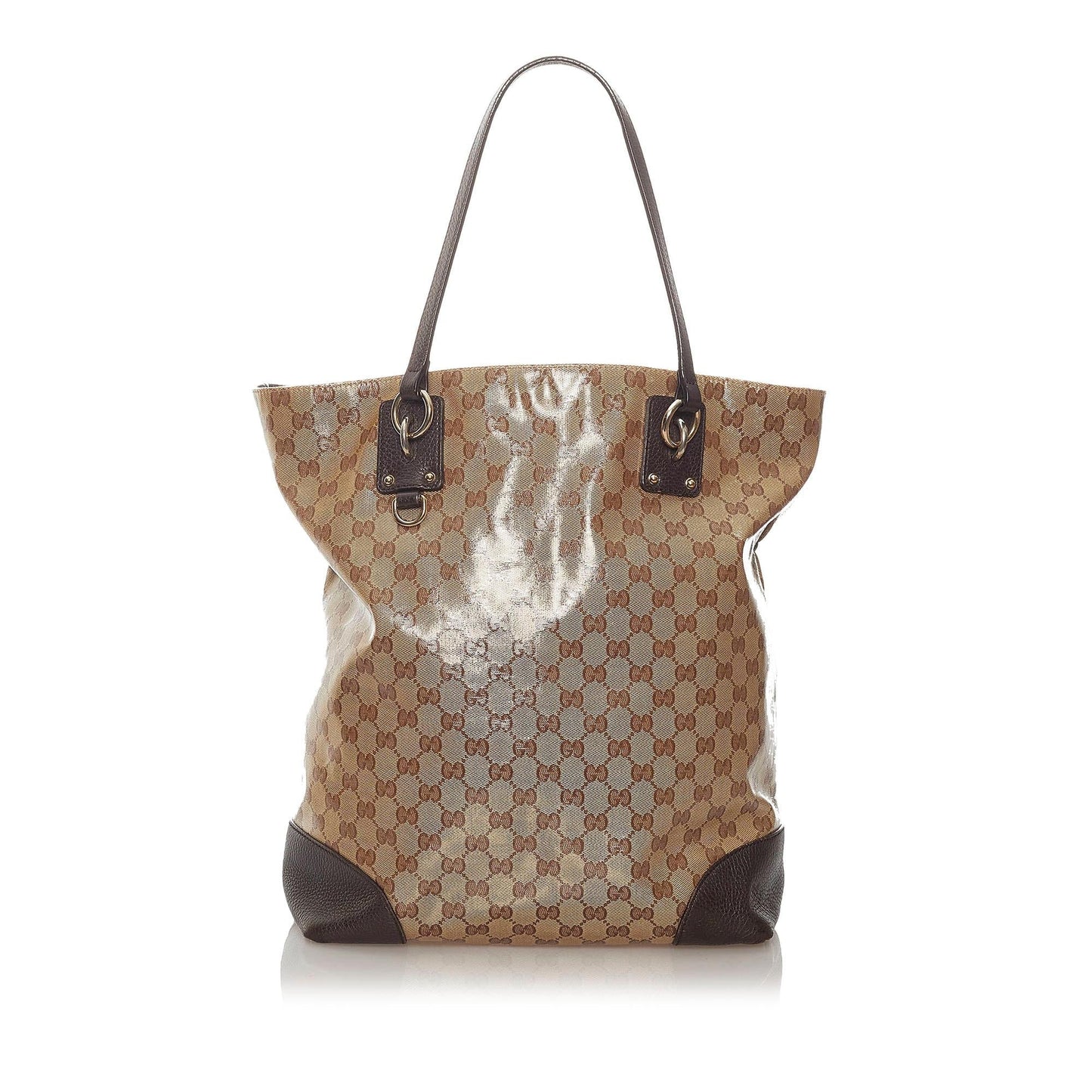 Gucci GG Crystal Charm SHG Calf Brown Tote Bag