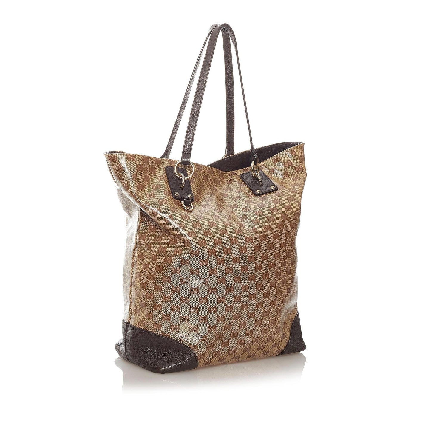Gucci GG Crystal Charm SHG-rqFJtK Calf Brown Tote Bag