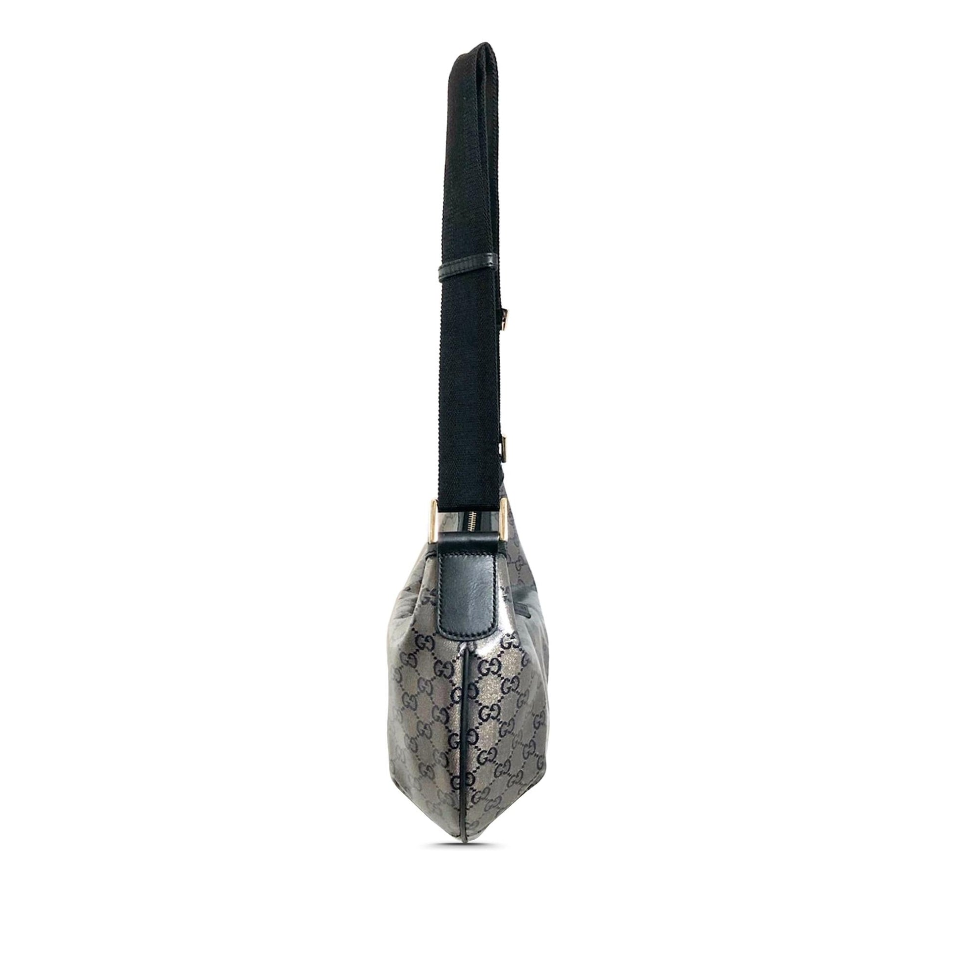 Gucci GG Crystal SHG-uuD71n Canvas Calf Black Grey Crossbody Bag