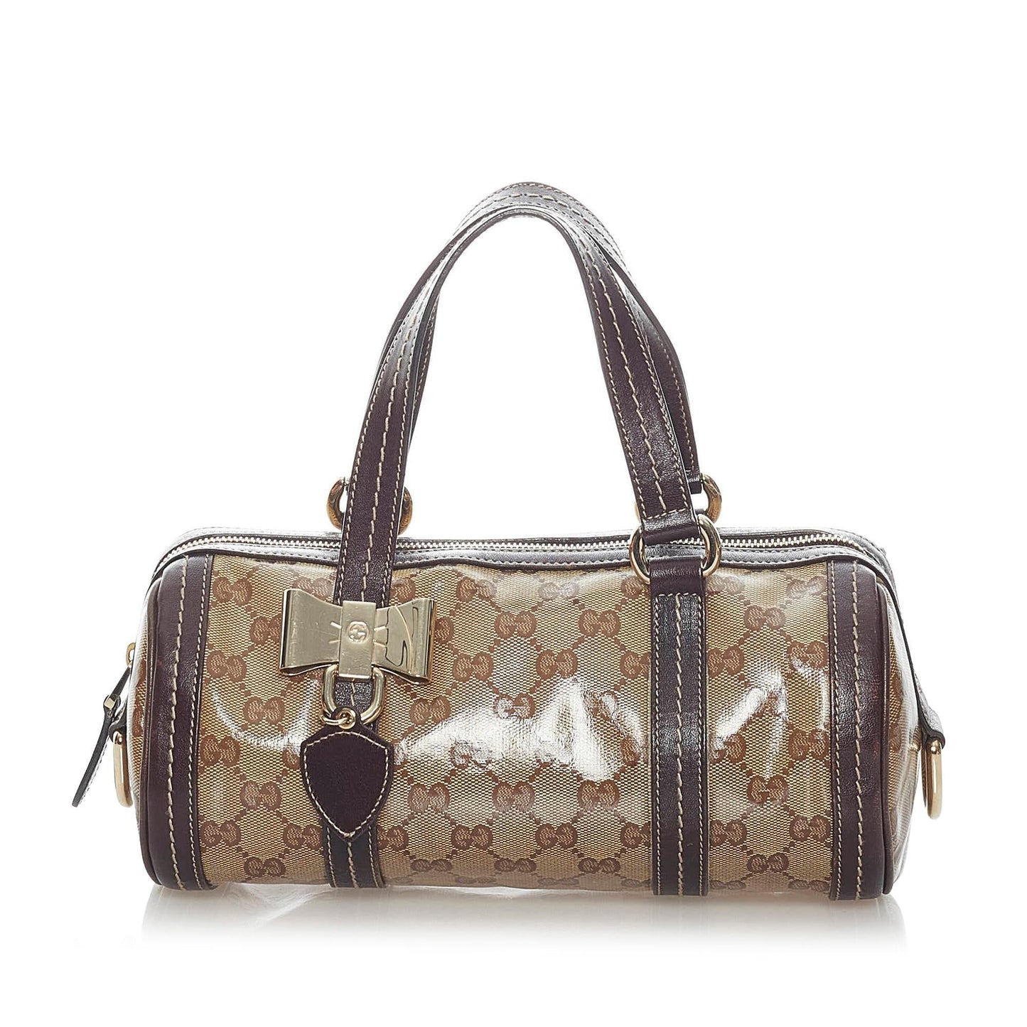 Gucci GG Crystal Duchessa Boston SHG Calf Brown Satchel Bag