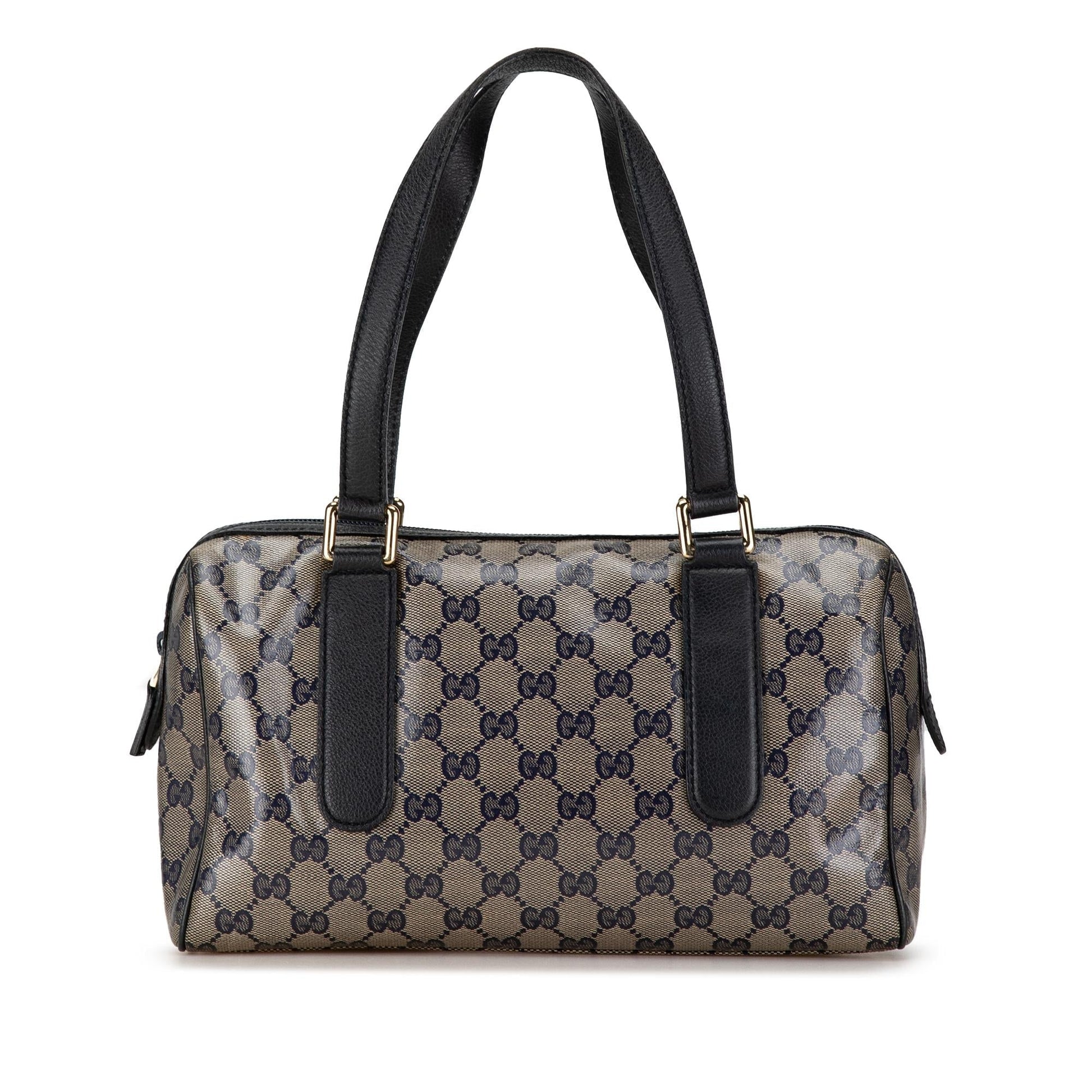 Gucci GG Crystal SHG-54ziW9 Canvas Calf Brown Satchel Bag