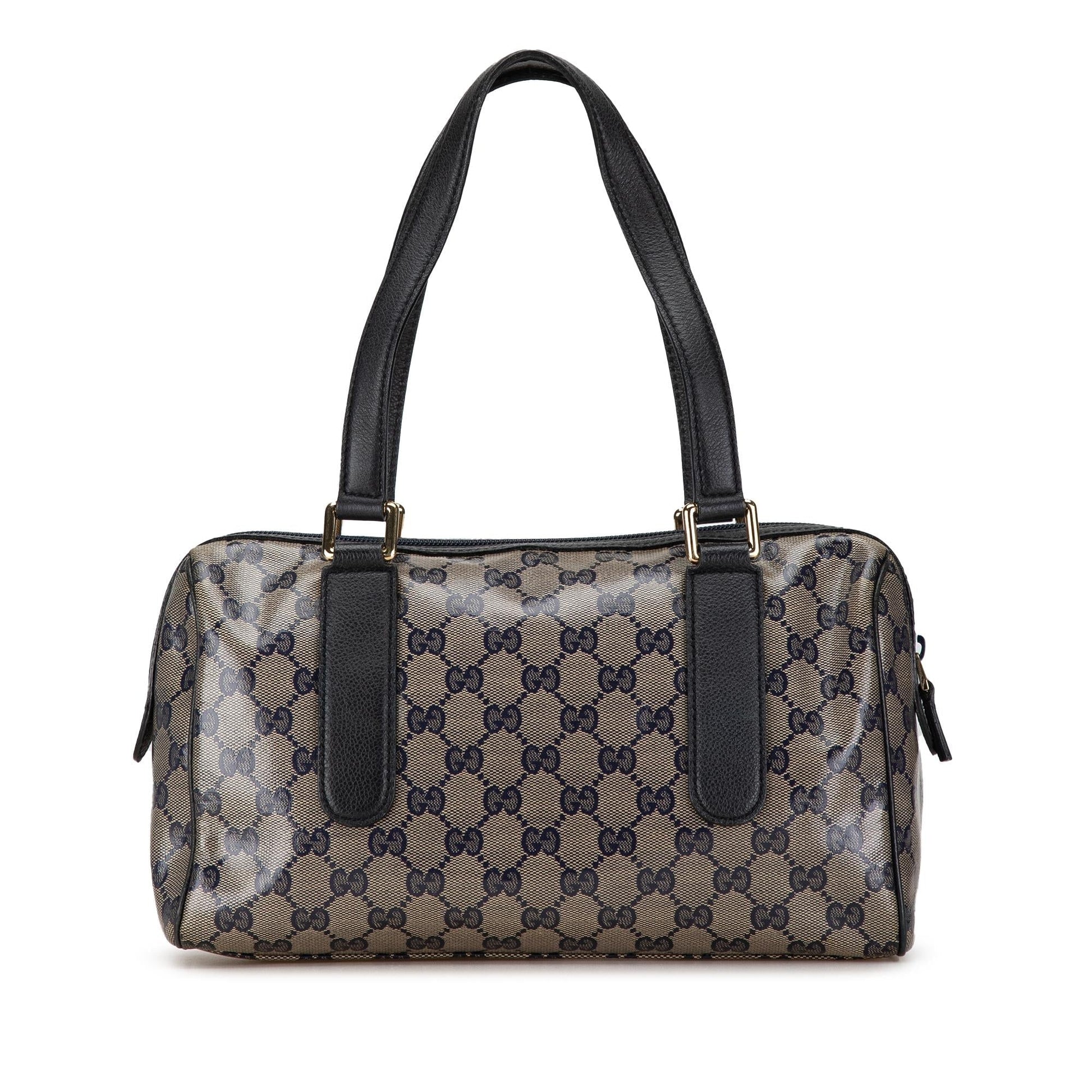 Gucci GG Crystal SHG-54ziW9 Canvas Calf Brown Satchel Bag