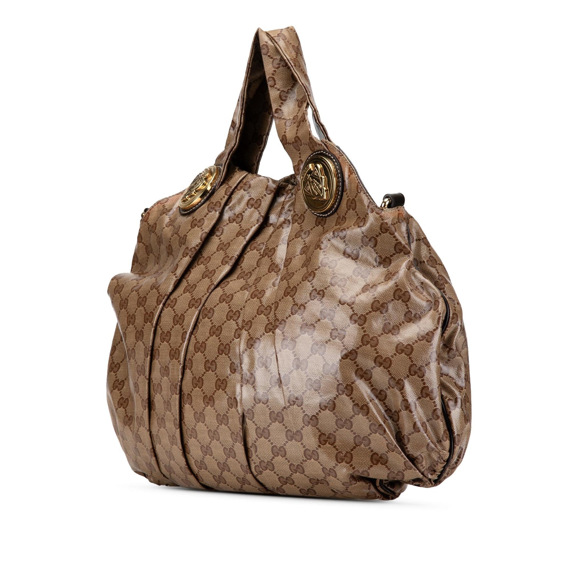 Gucci GG Crystal Hysteria Canvas Calf Brown Satchel Bag