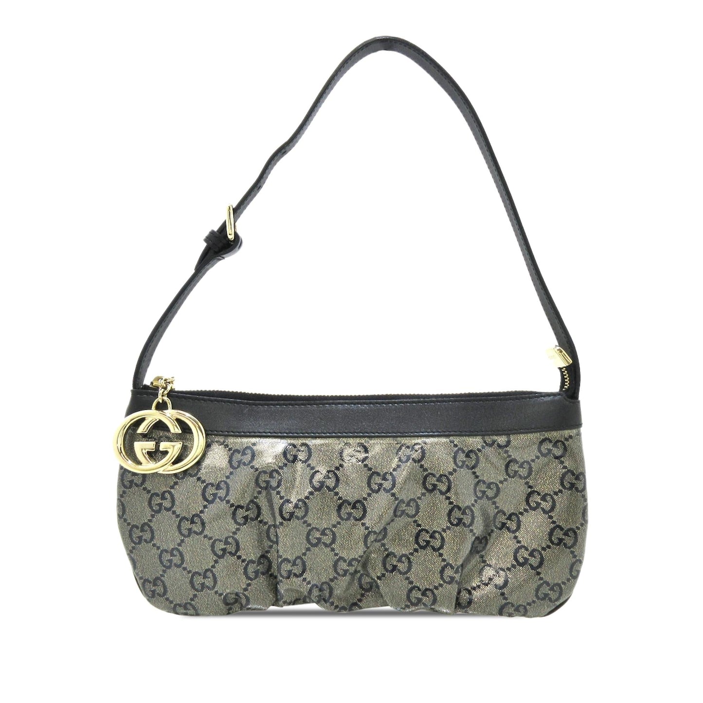 Gucci GG Crystal Interlocking G SHG-EXFsQV Canvas Calf Grey Shoulder Bag
