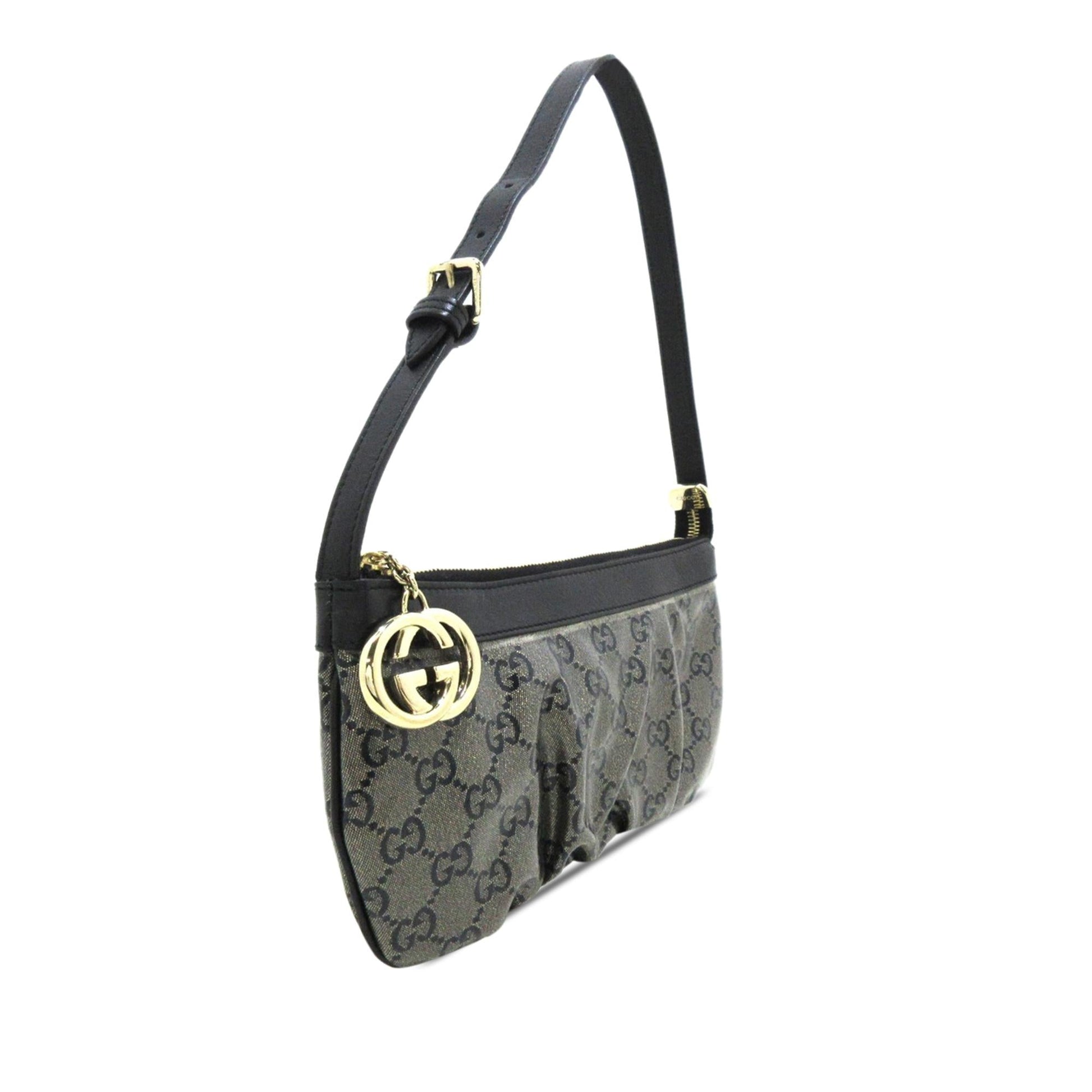 Gucci GG Crystal Interlocking G SHG-EXFsQV Canvas Calf Grey Shoulder Bag
