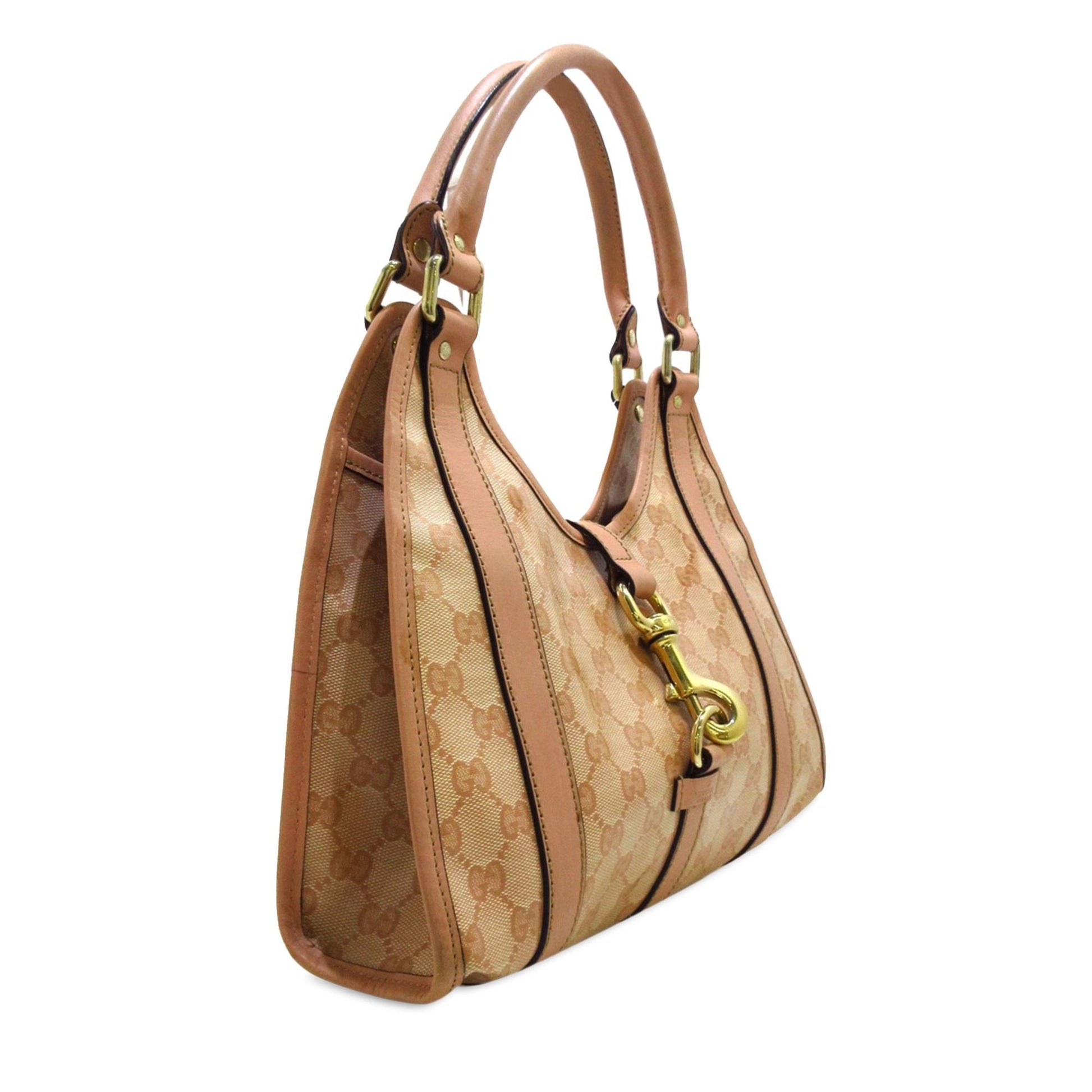 Gucci GG Crystal Jackie SHG-CBNWFh Canvas Calf Pink Shoulder Bag