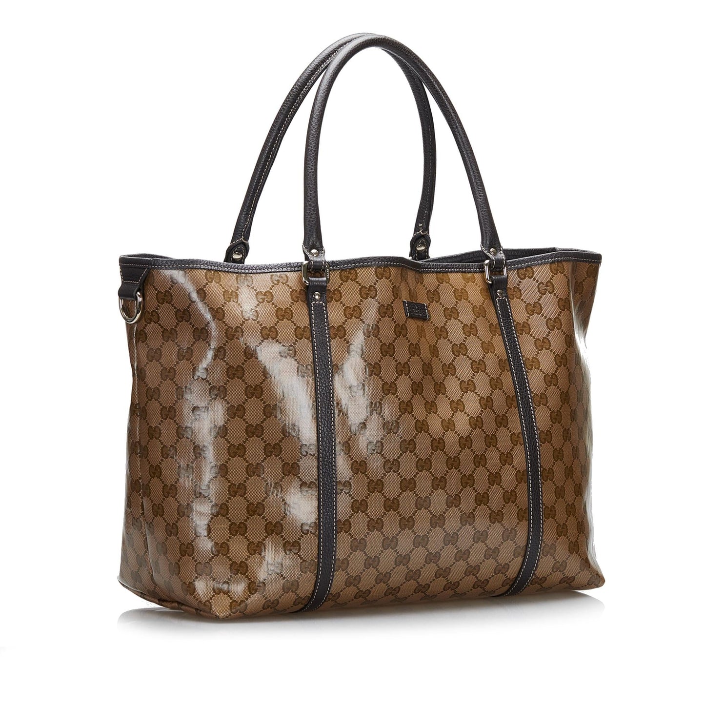 Gucci GG Crystal Joy SHG-HaoJXS Canvas Calf Brown Tote Bag