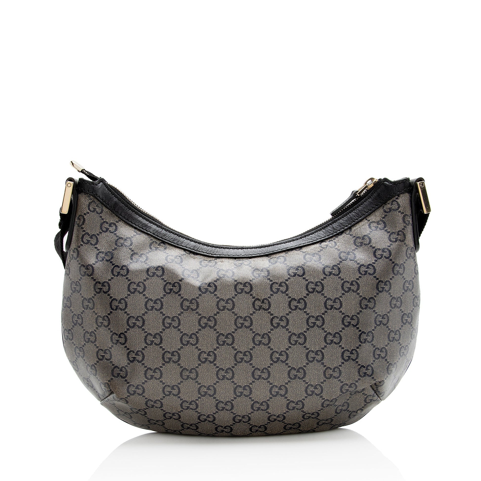 Gucci GG Crystal Messenger SHF Leather Canvas Nylon Black Shoulder Bag