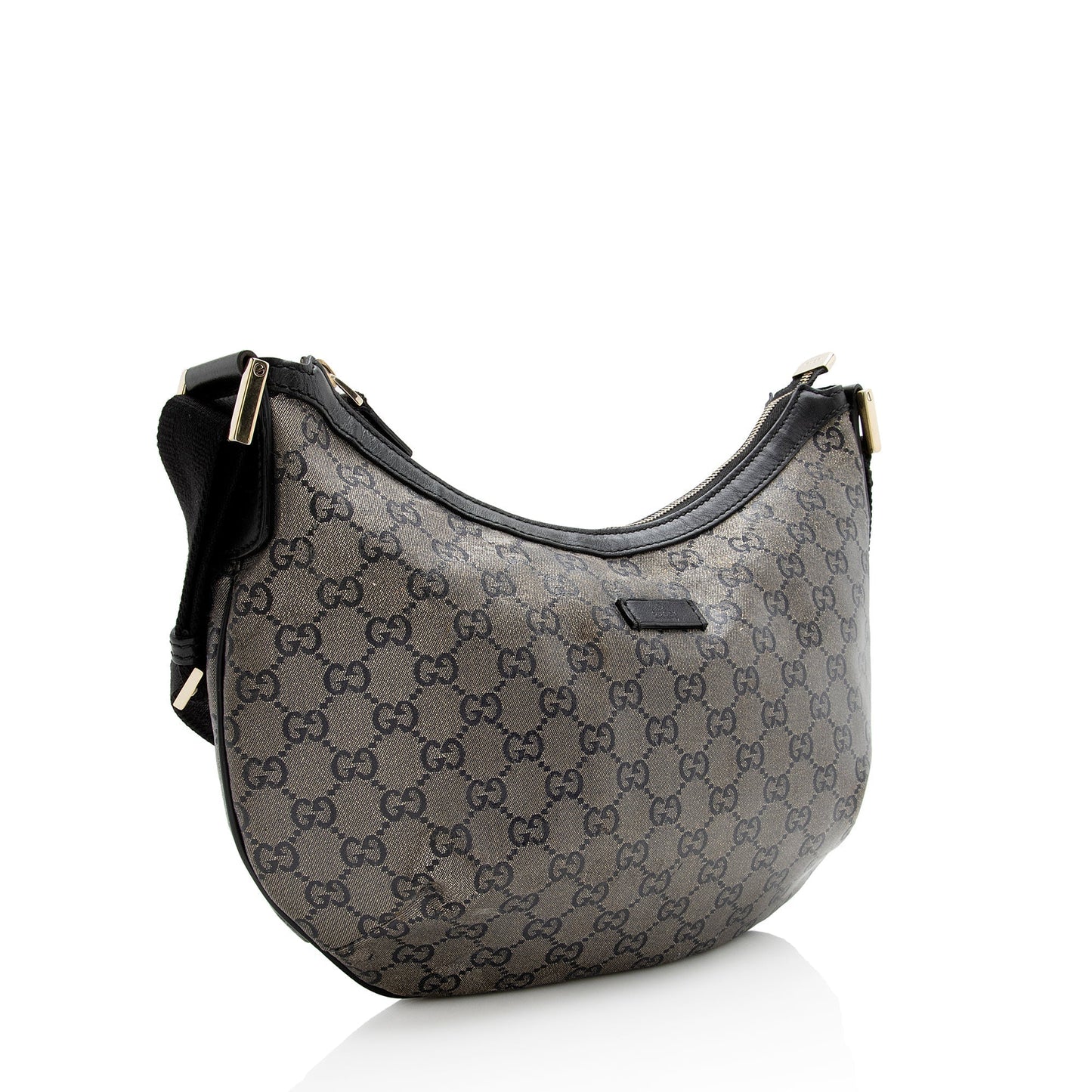 Gucci GG Crystal Messenger SHF Leather Canvas Nylon Black Shoulder Bag