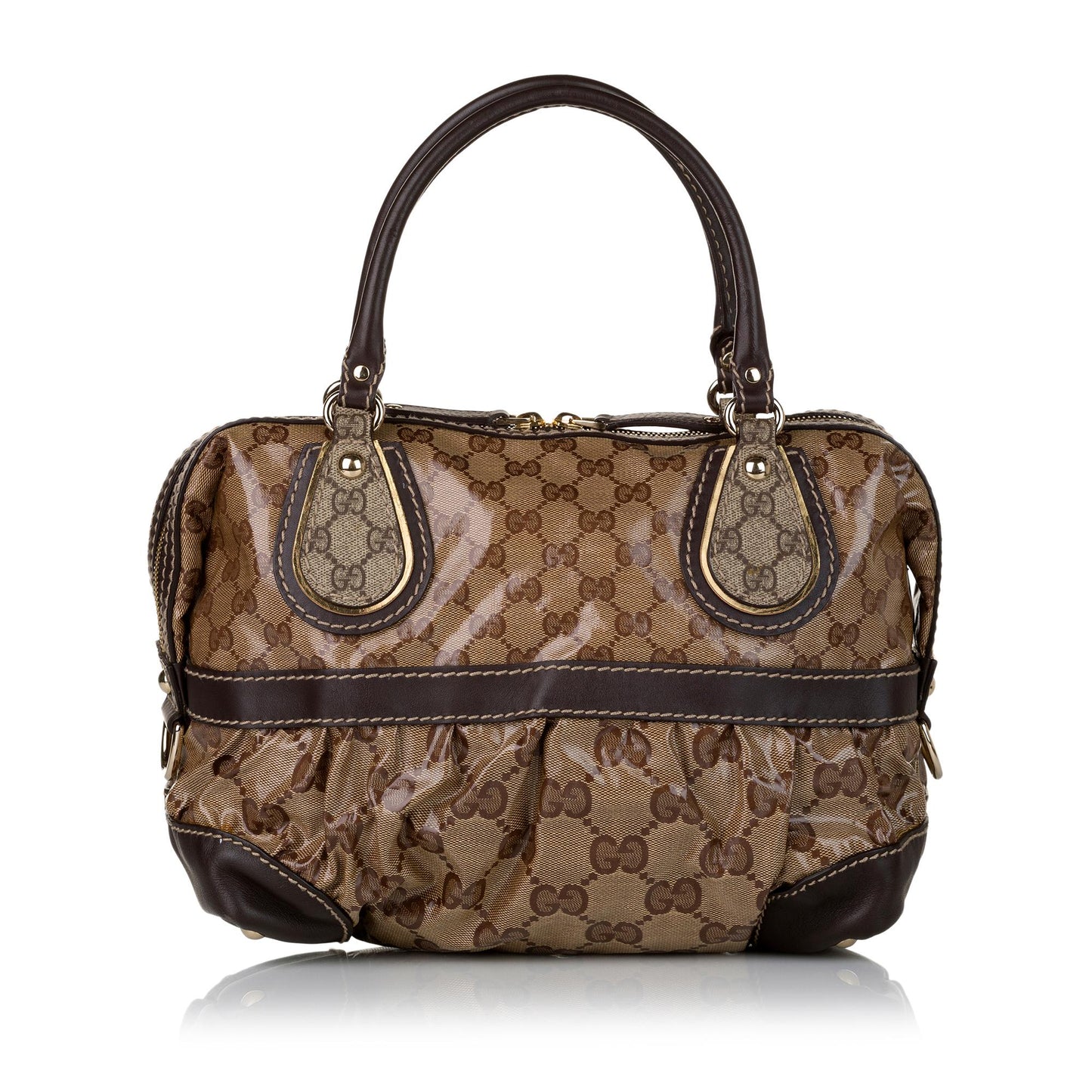 Gucci GG Crystal Mix SHG Calf Brown Satchel Bag