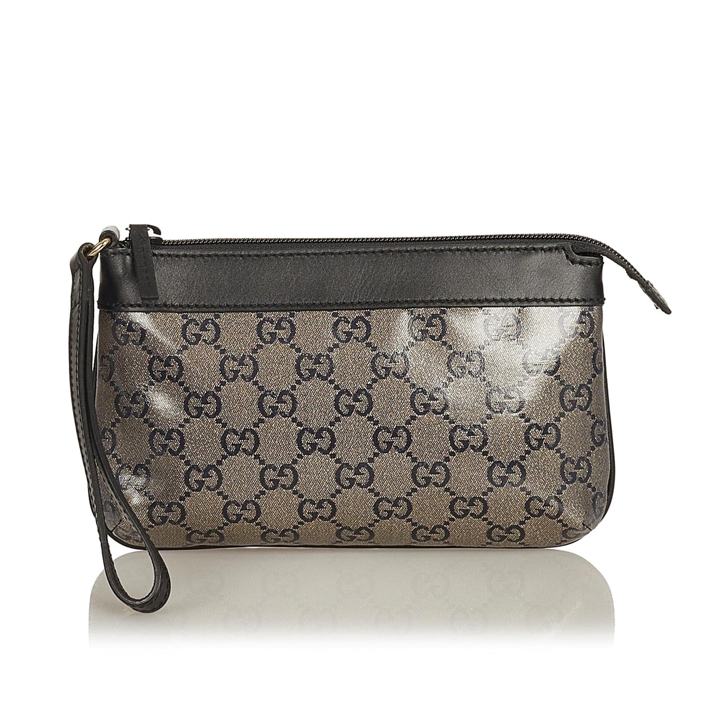 Gucci GG Crystal Pouch SHG Black Brown Handbag