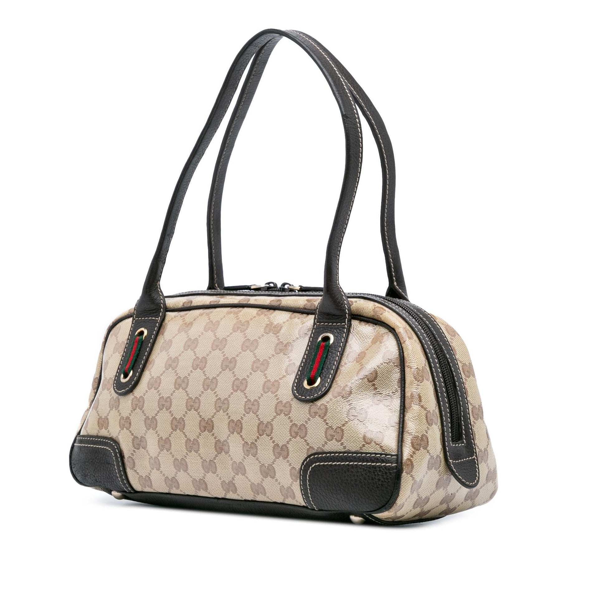 Gucci GG Crystal Princy Canvas Calf Brown Shoulder Bag