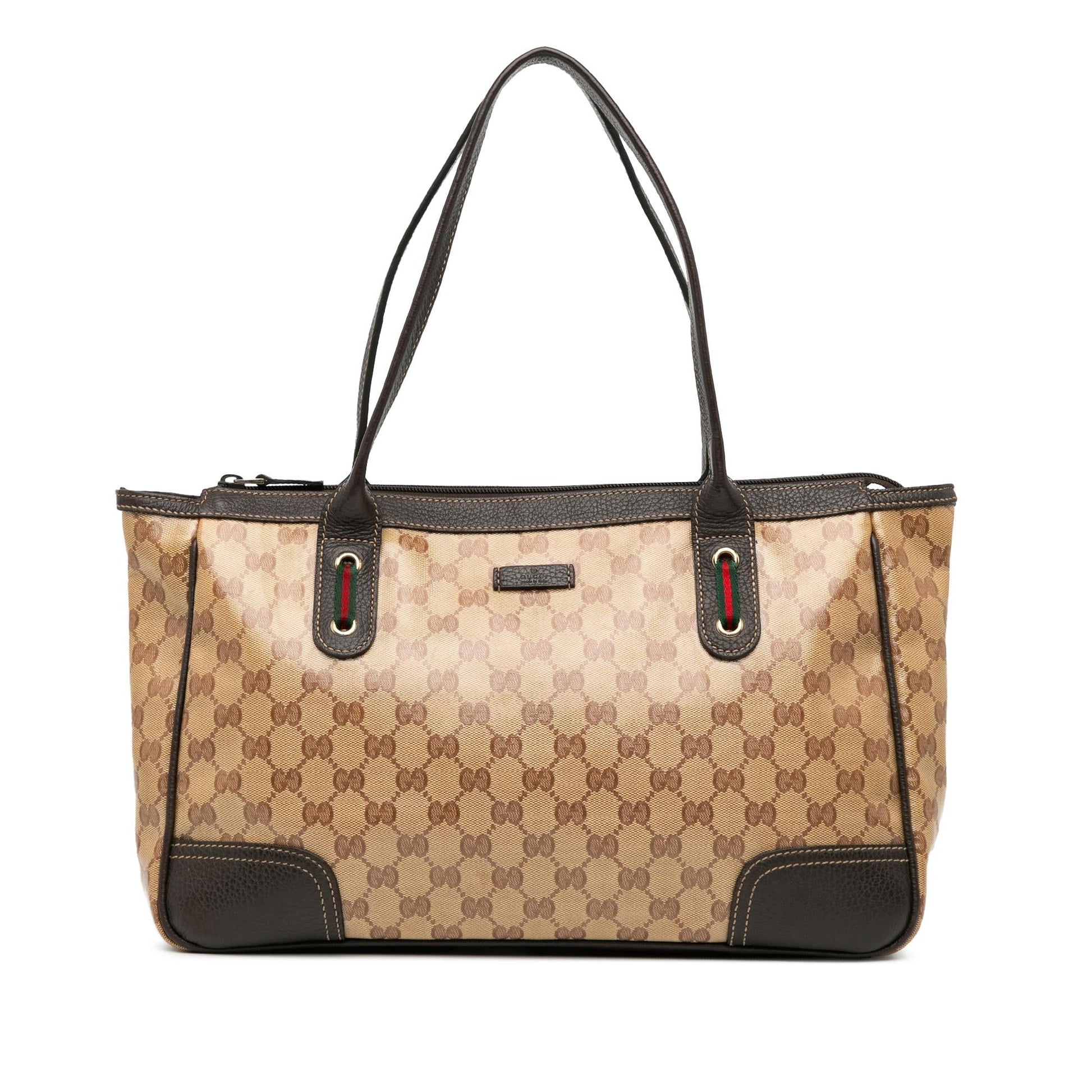 Gucci GG Crystal Princy SHG-oOUh6R Canvas Calf Brown Tote Bag