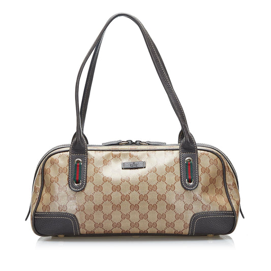 Gucci GG Crystal Princy SHG Canvas Brown Shoulder Bag