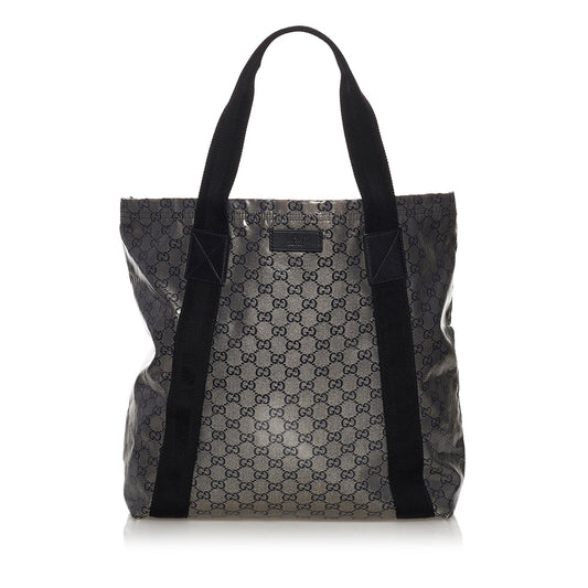 Gucci GG Crystal SHG Calf Black Grey Tote Bag