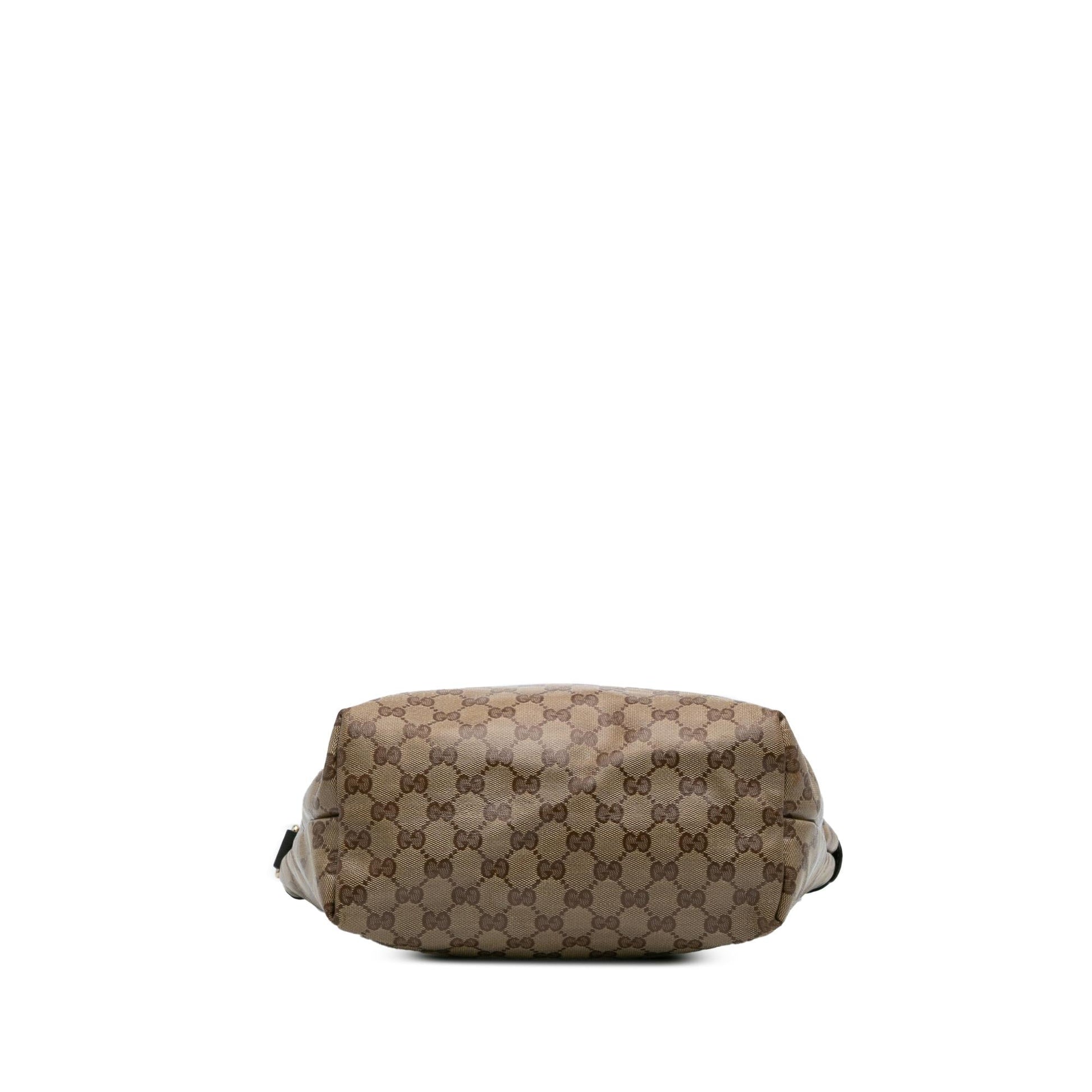 Gucci GG Crystal Canvas Calf Brown Tote Bag Tote 1
