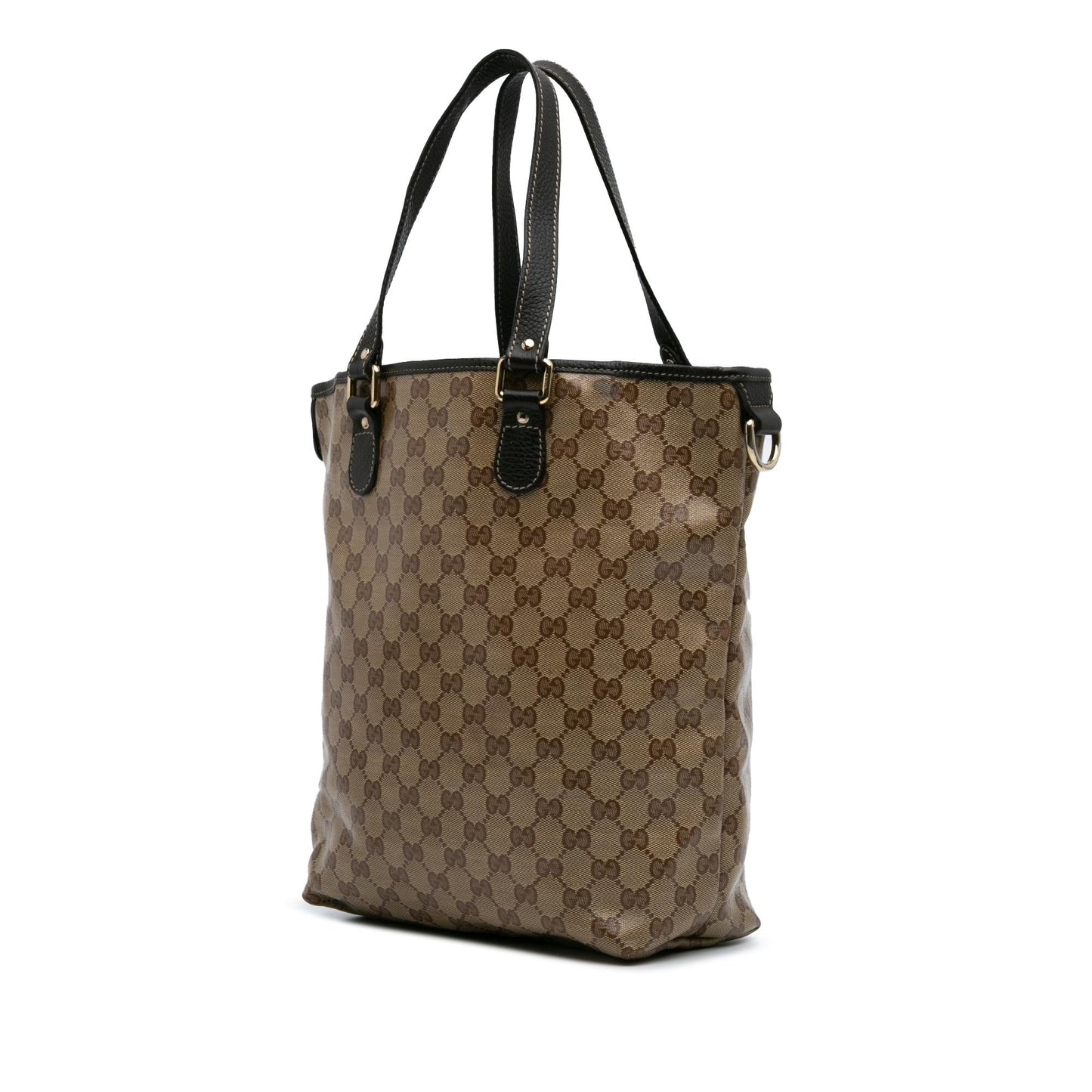 Gucci GG Crystal Canvas Calf Brown Tote Bag Tote 1