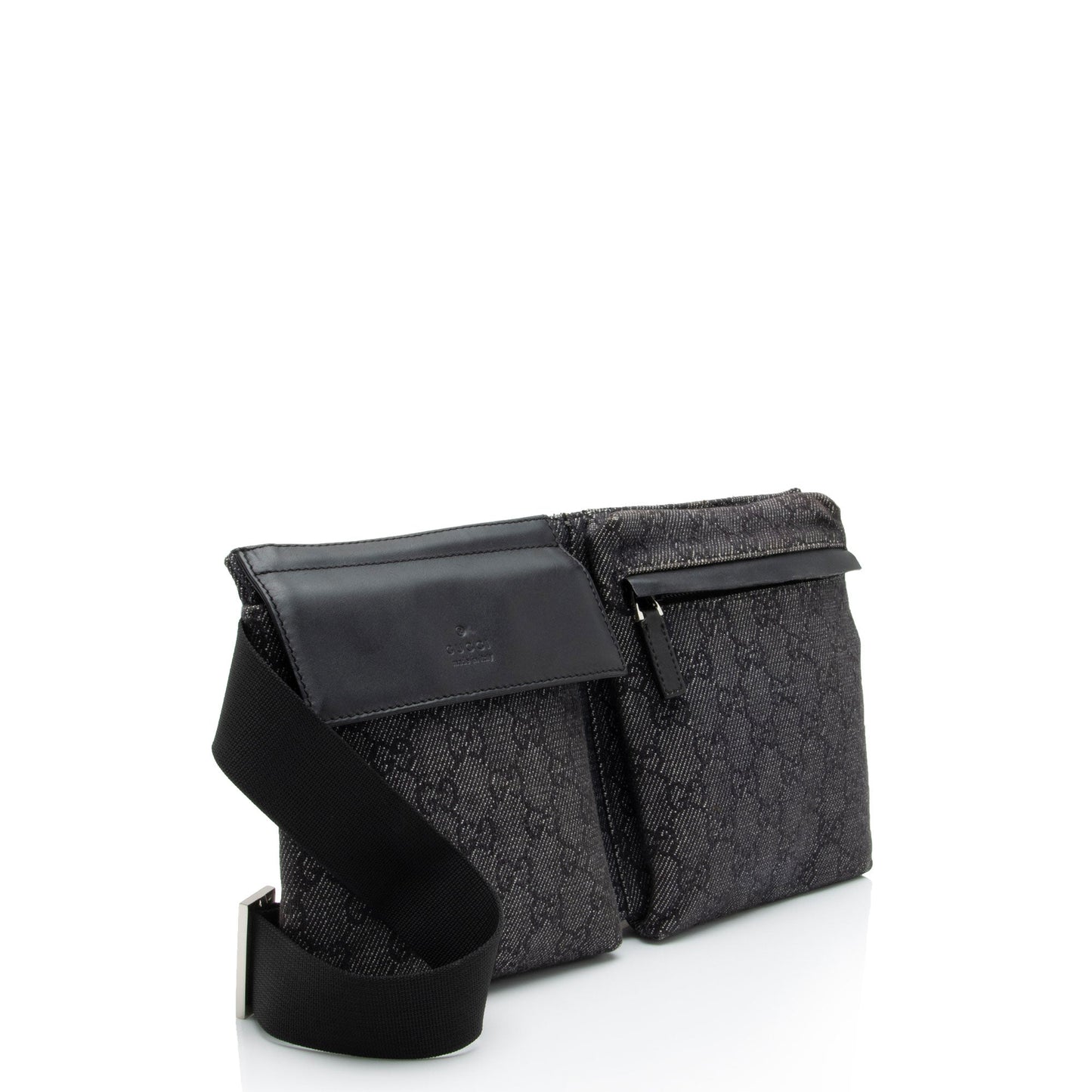 Gucci GG Belt SHF-t5lFV4 Leather Denim Nylon Black Accessory