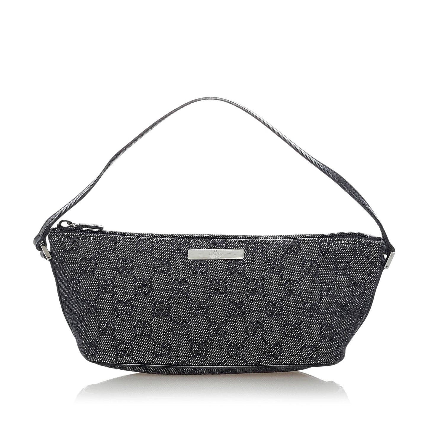 Gucci GG Boat Baguette SHG Denim Black Handbag