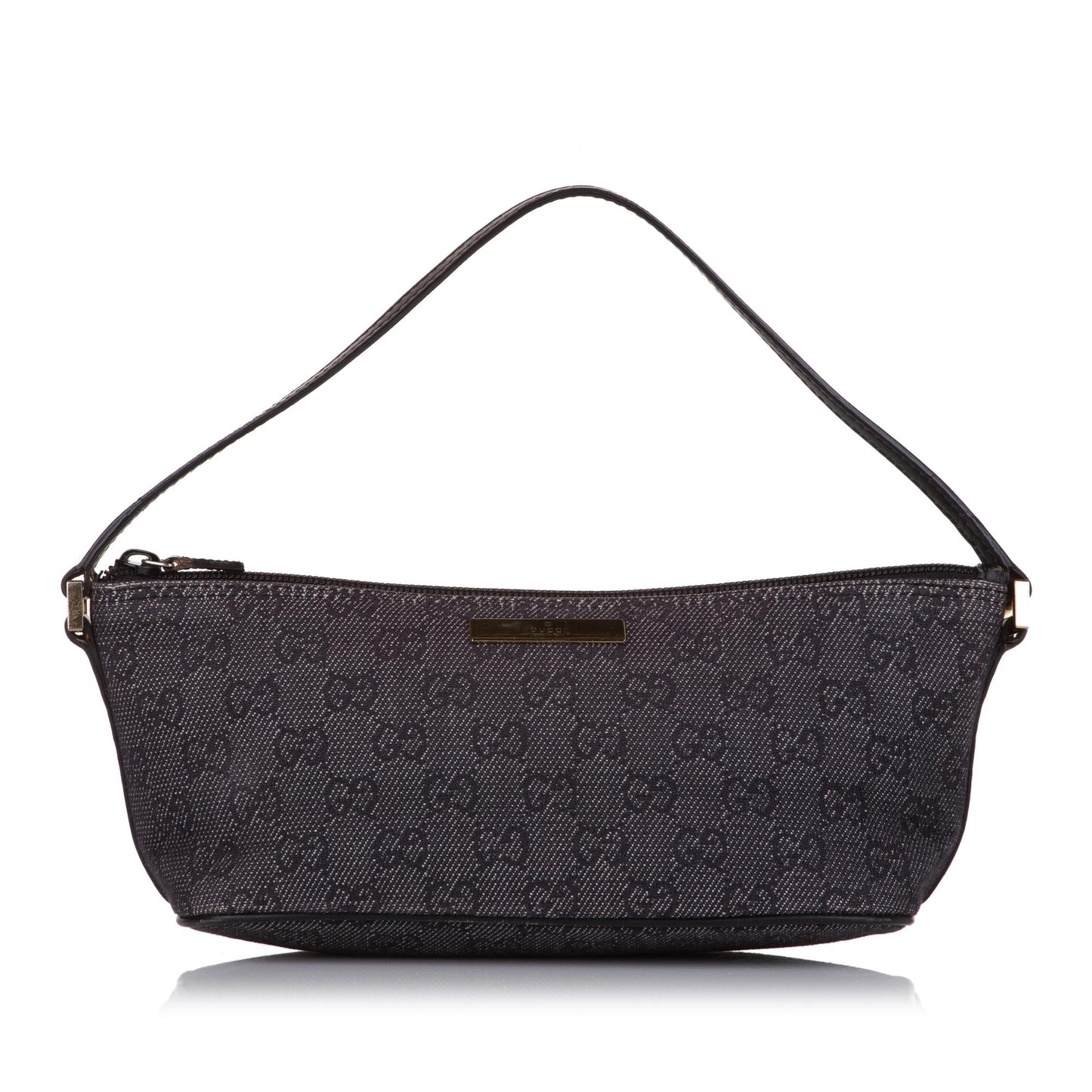 Gucci GG Boat Baguette SHG Denim Calf Black Handbag