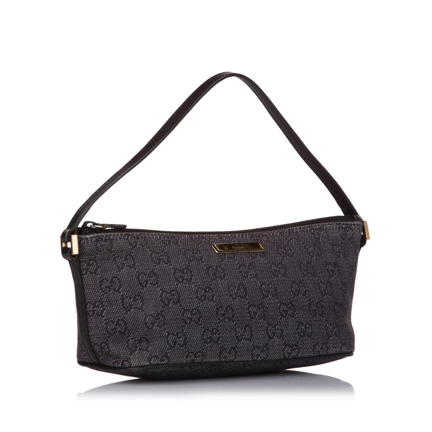Gucci GG Boat Baguette SHG Denim Calf Black Handbag
