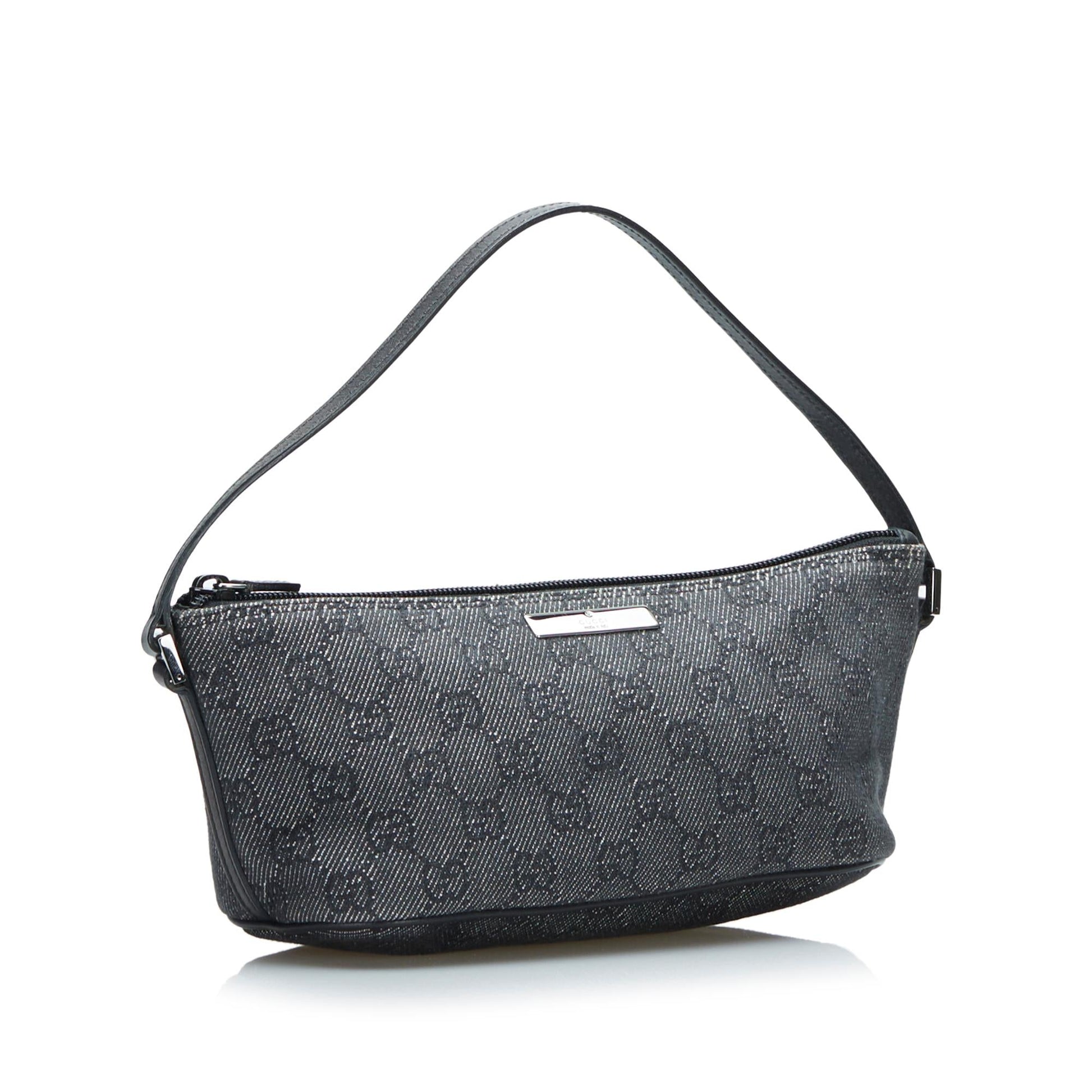 Gucci GG Boat Baguette SHG-CGZkjD Denim Calf Grey Handbag