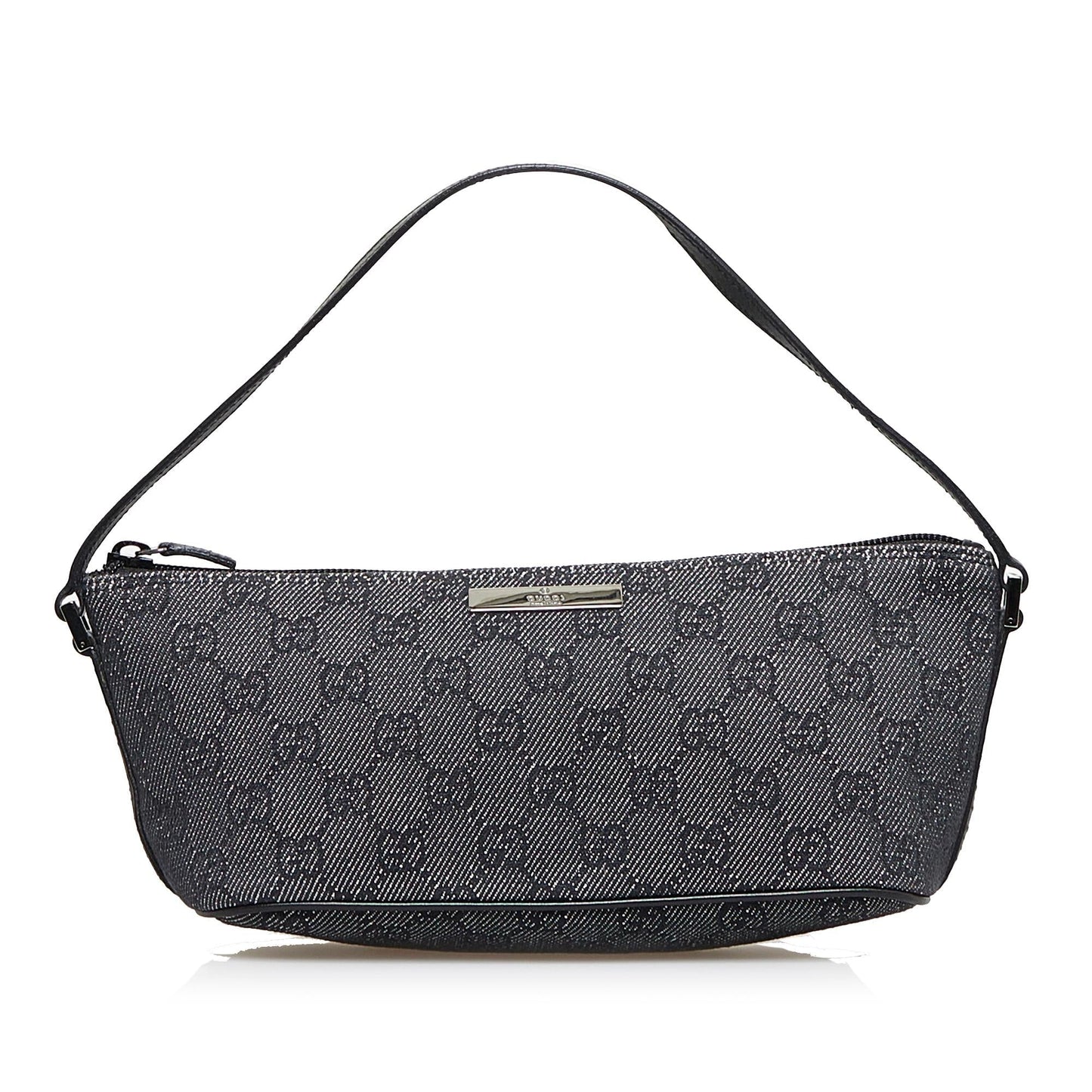 Gucci GG Boat Baguette SHG-2yQjKr Denim Calf Grey Handbag