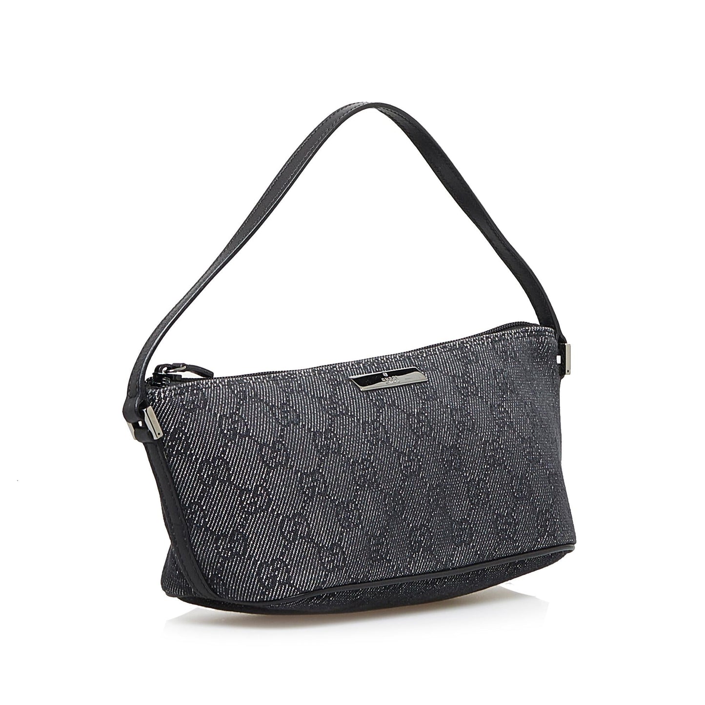 Gucci GG Boat Baguette SHG-2yQjKr Denim Calf Grey Handbag