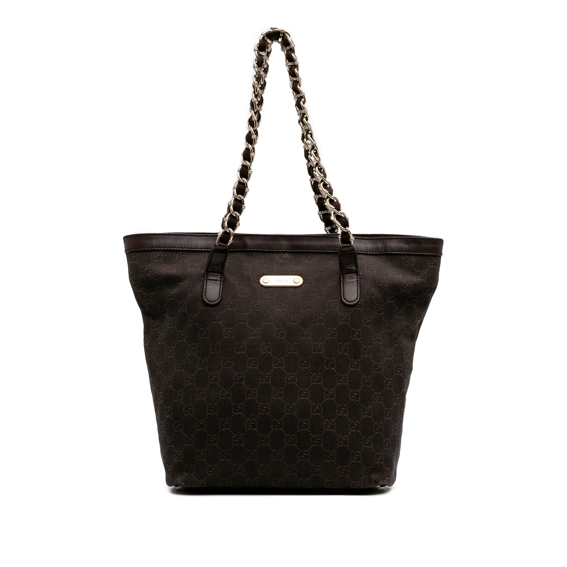 Gucci GG Capri Denim Calf Brown Tote Bag
