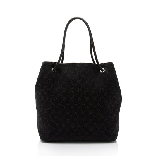 Gucci GG Gifford SHF-Z5HiOr Leather Denim Black Brown Tote Bag
