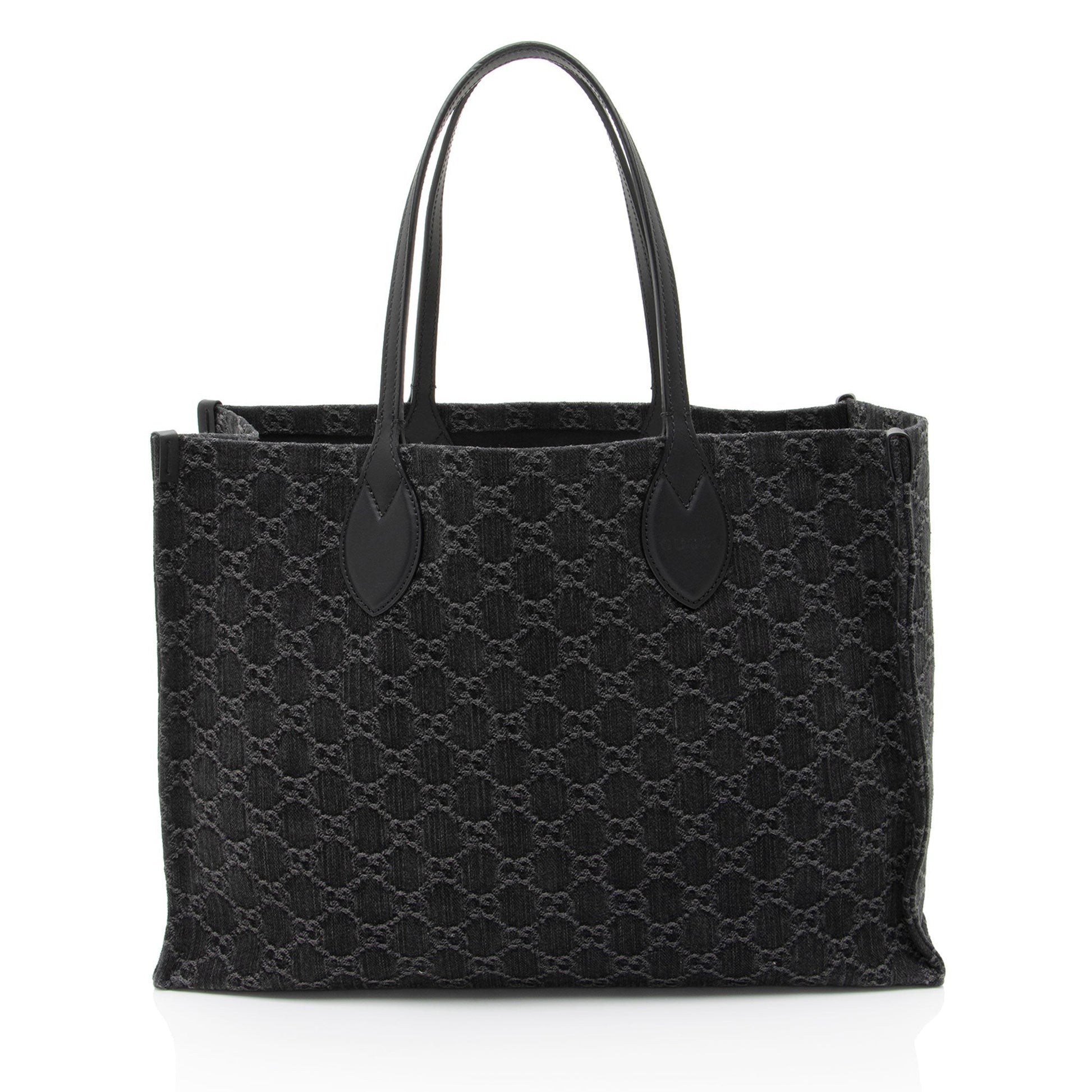 Gucci GG Ophidia Leather Denim Black Large Tote Bag