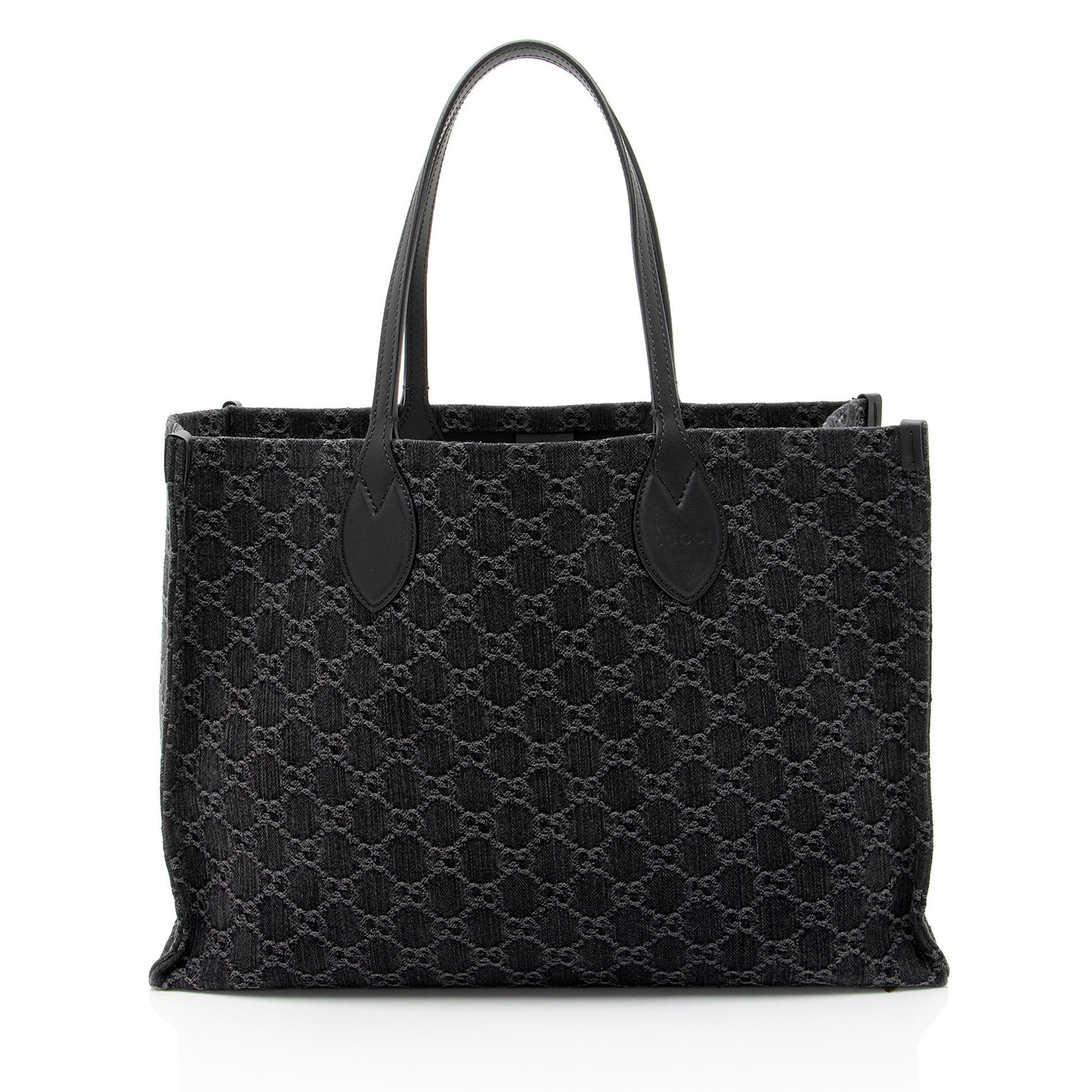 Gucci GG Ophidia Leather Denim Black Large Tote Bag