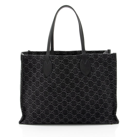 Gucci GG Ophidia Leather Denim Black Large Tote Bag
